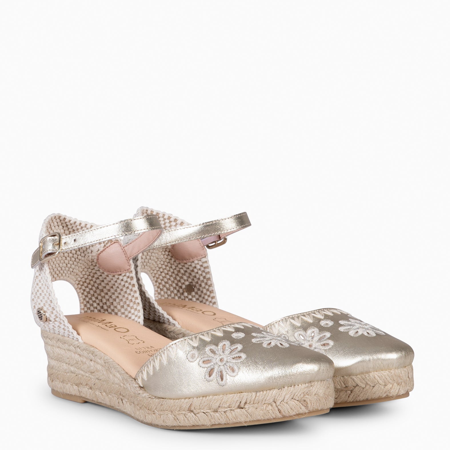 CASARES XS - Espadrilles en cuir brodé DORÉ