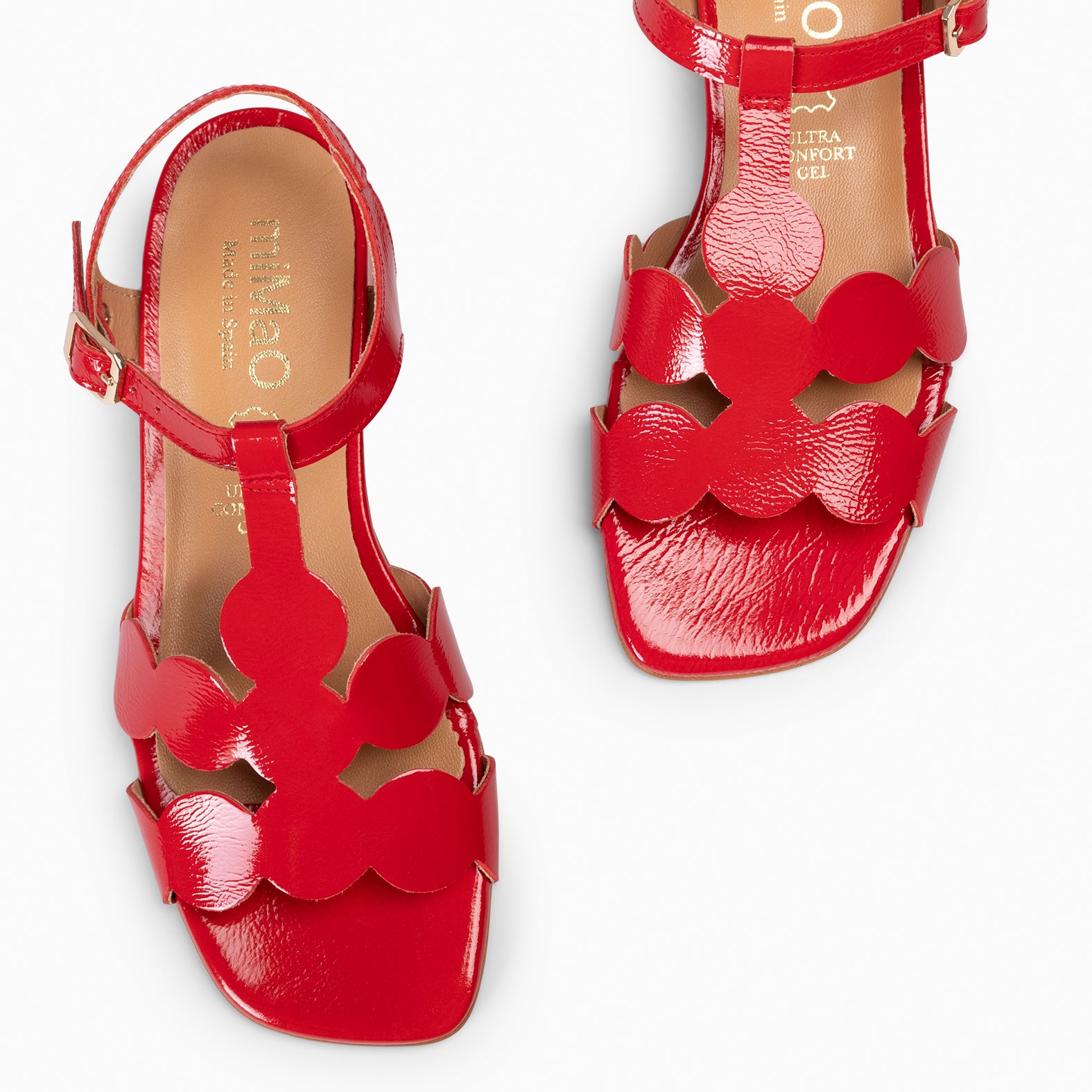 IVANA – Sandales à petit talon en cuir vernis ROUGE