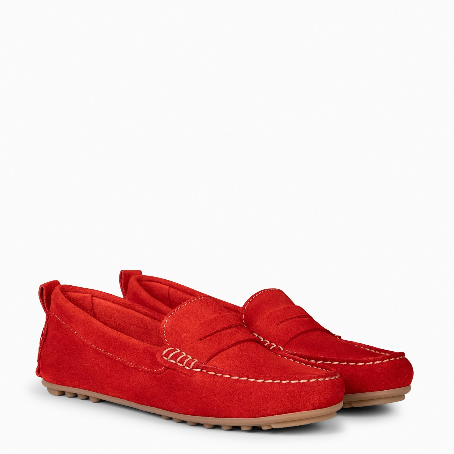 MONTEZ - RED FLAT MOCCASINS WITH REMOVABLE INSOLE