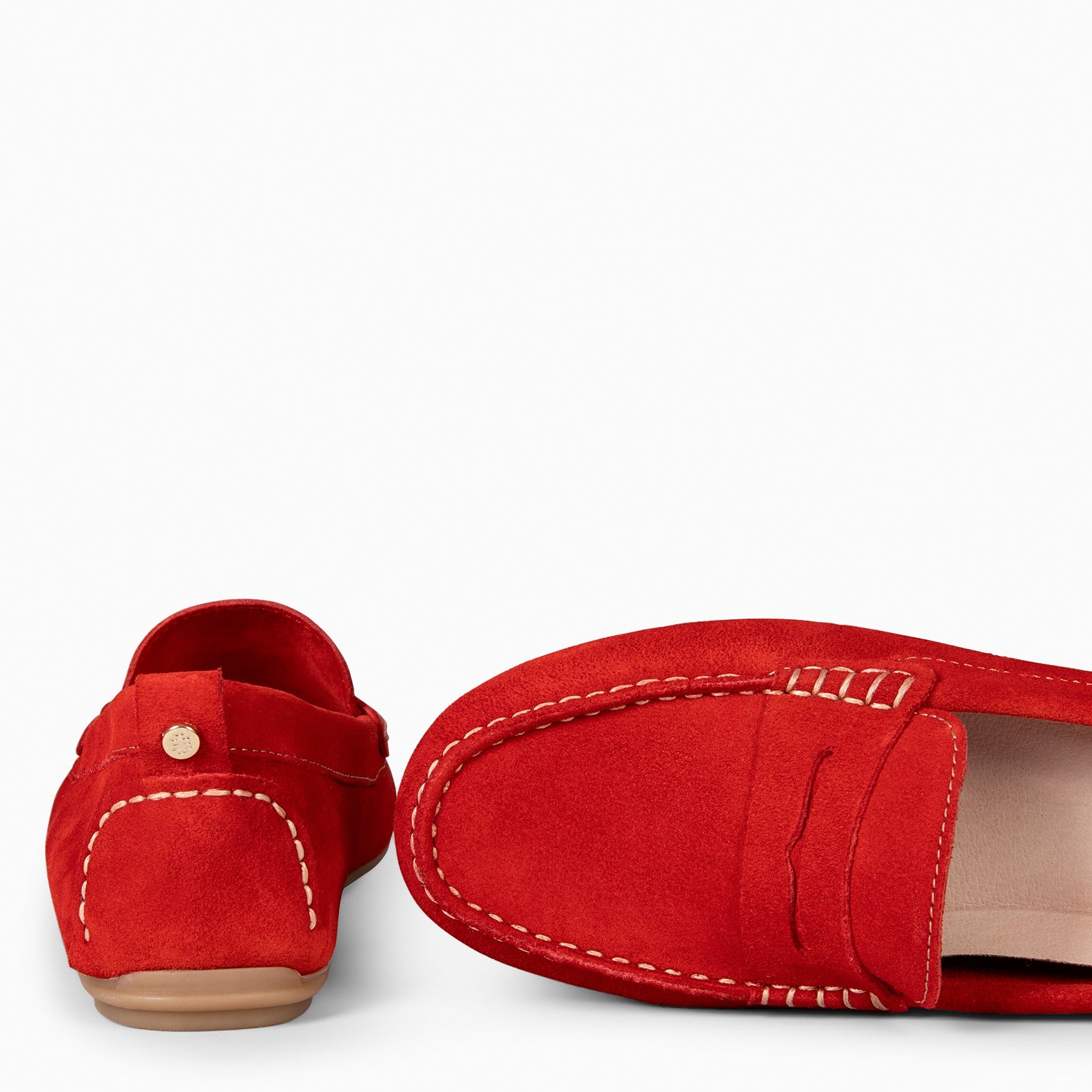 MONTEZ - RED FLAT MOCCASINS WITH REMOVABLE INSOLE