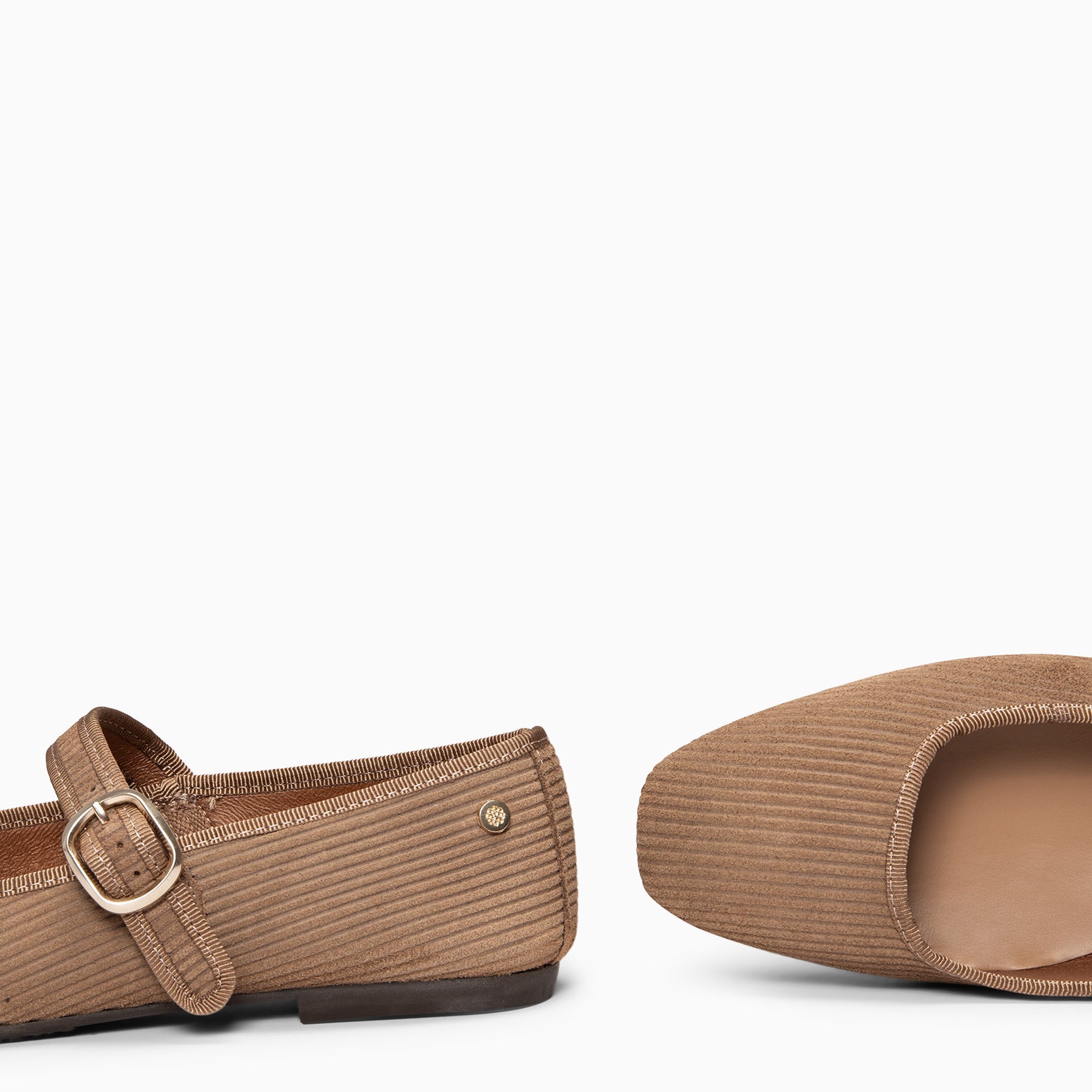 LARA - Merceditas con tira de serraje efecto pana TAUPE