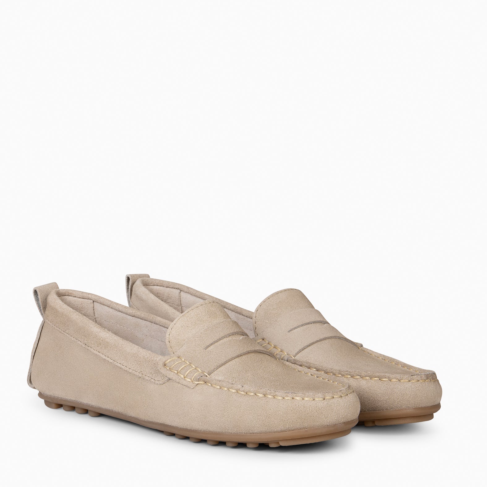 MONTEZ - BEIGE FLAT MOCCASINS WITH REMOVABLE INSOLE