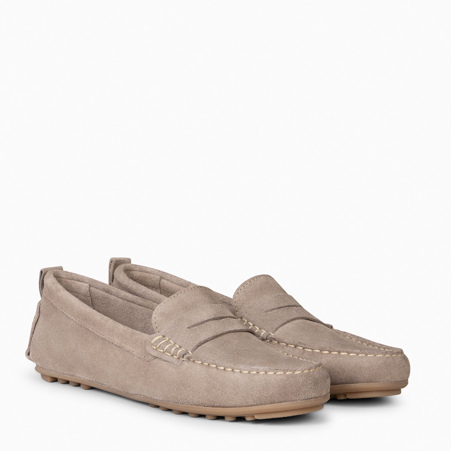 MONTEZ - GREY FLAT MOCCASINS WITH REMOVABLE INSOLE