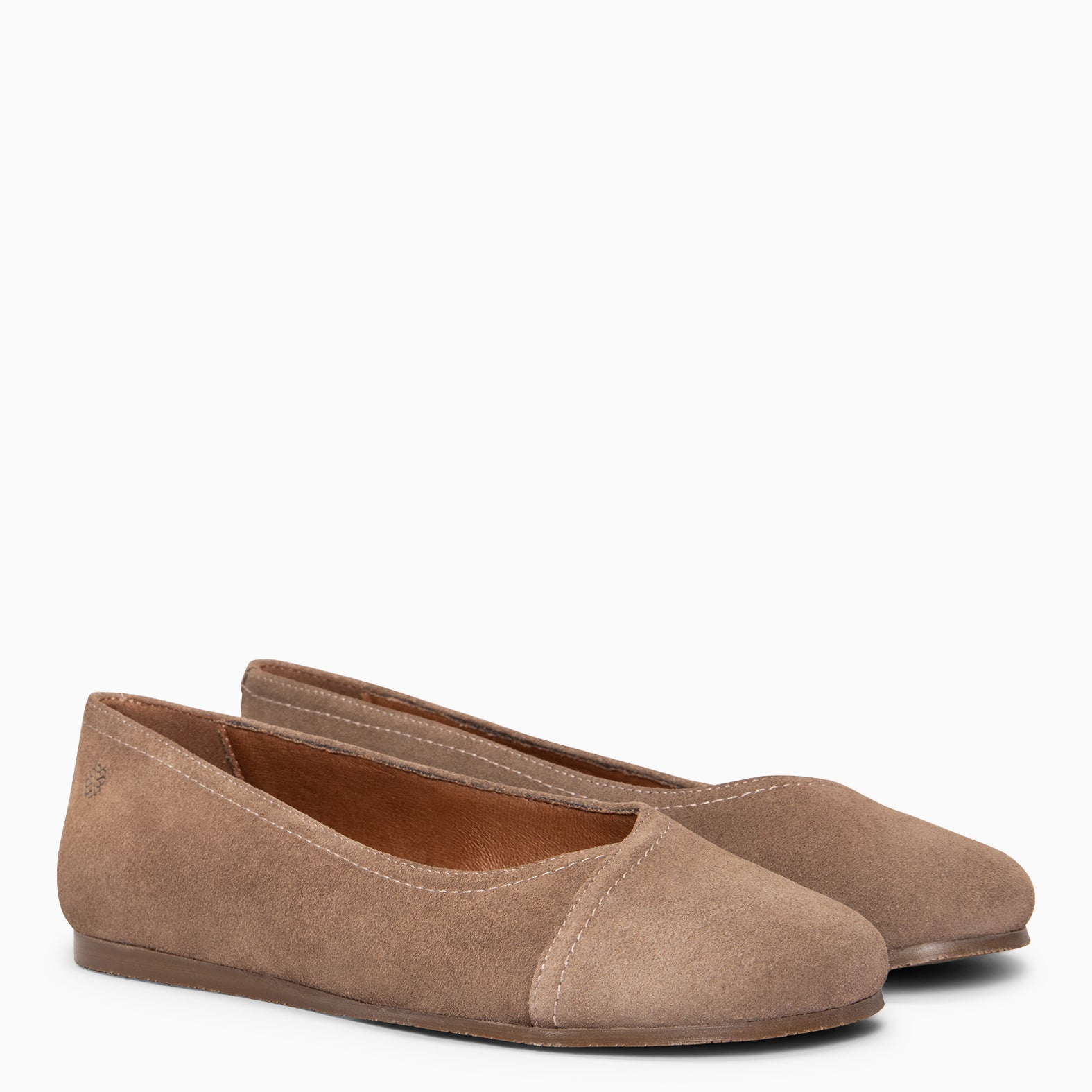 PLUMA - Bailarina baresoft de serraje en TAUPE