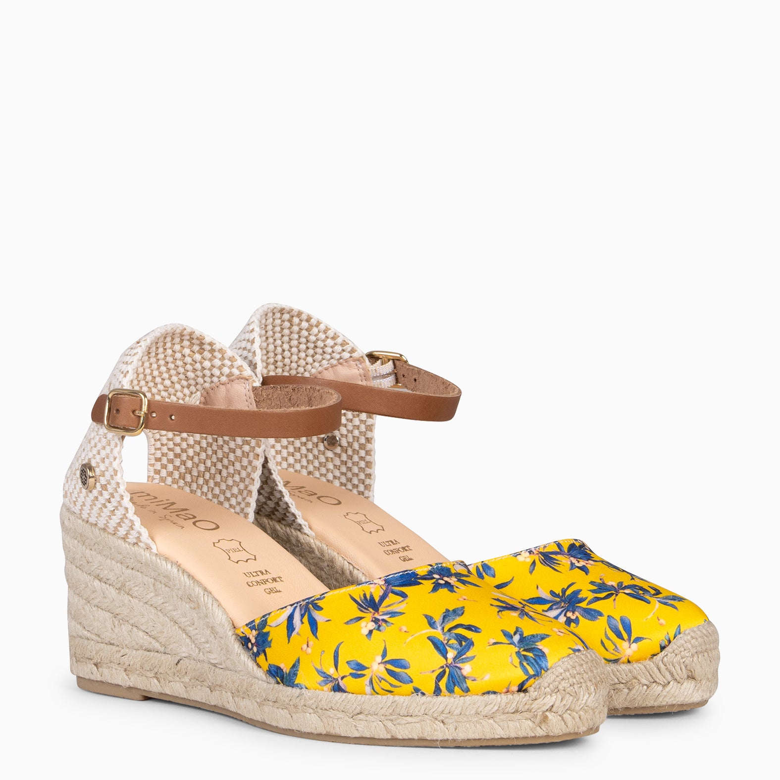 JAMAICA - Cuñas de esparto conn estampado de flores AMARILLO - miMaO ®