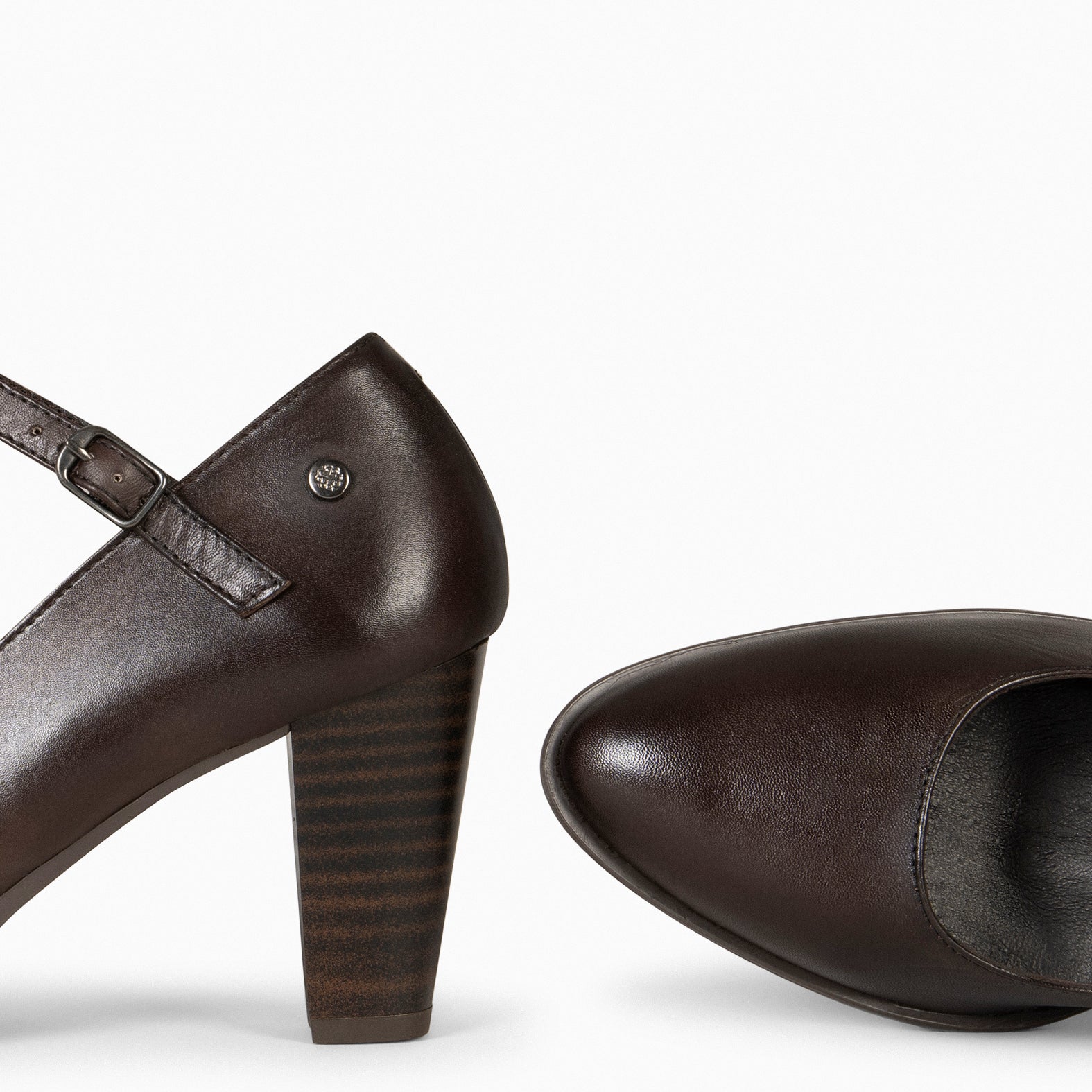 SEVILLA – BROWN Shoe with strap and heel