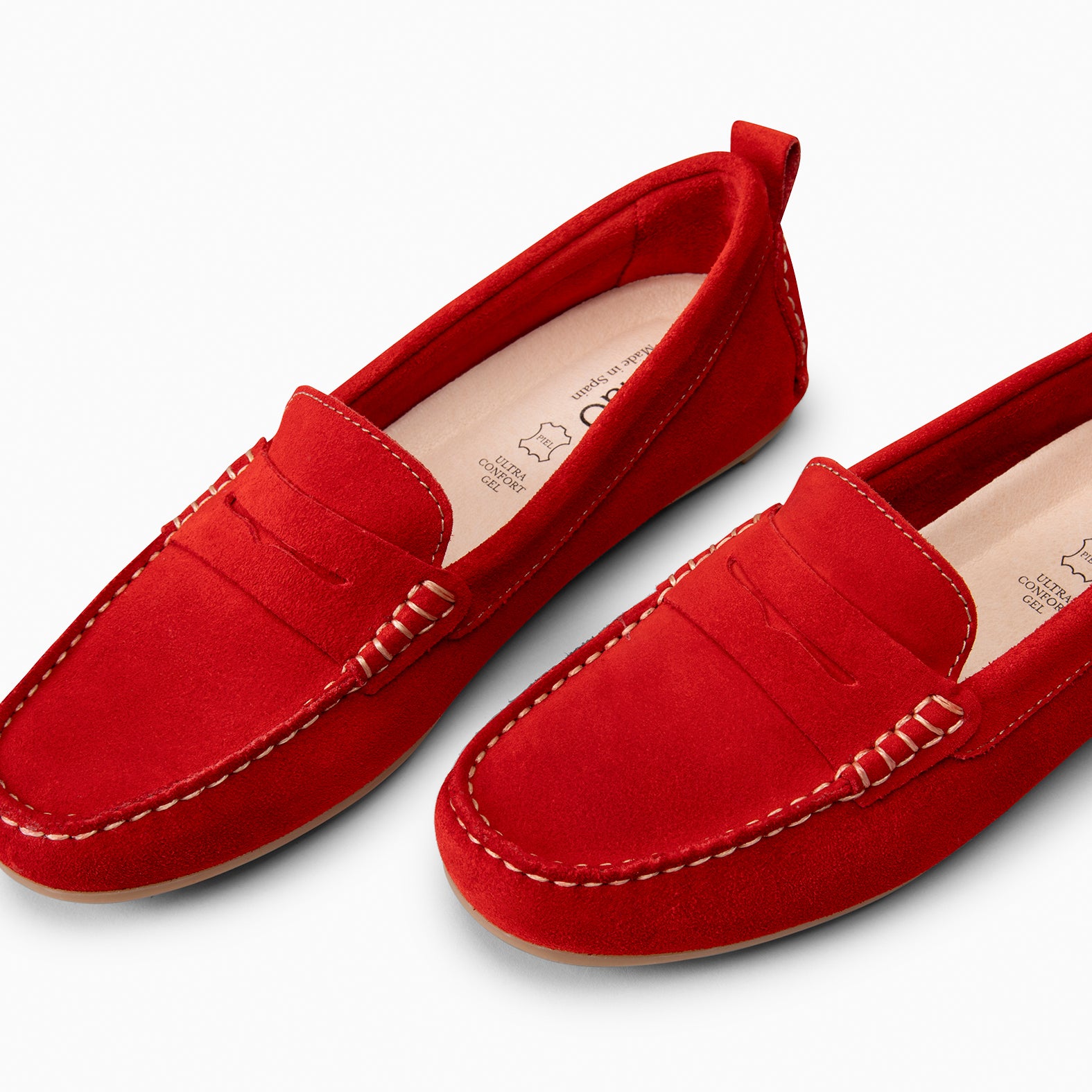 MONTEZ - RED FLAT MOCCASINS WITH REMOVABLE INSOLE