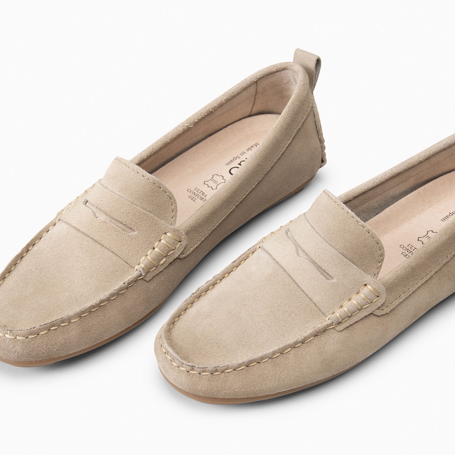 MONTEZ - BEIGE FLAT MOCCASINS WITH REMOVABLE INSOLE