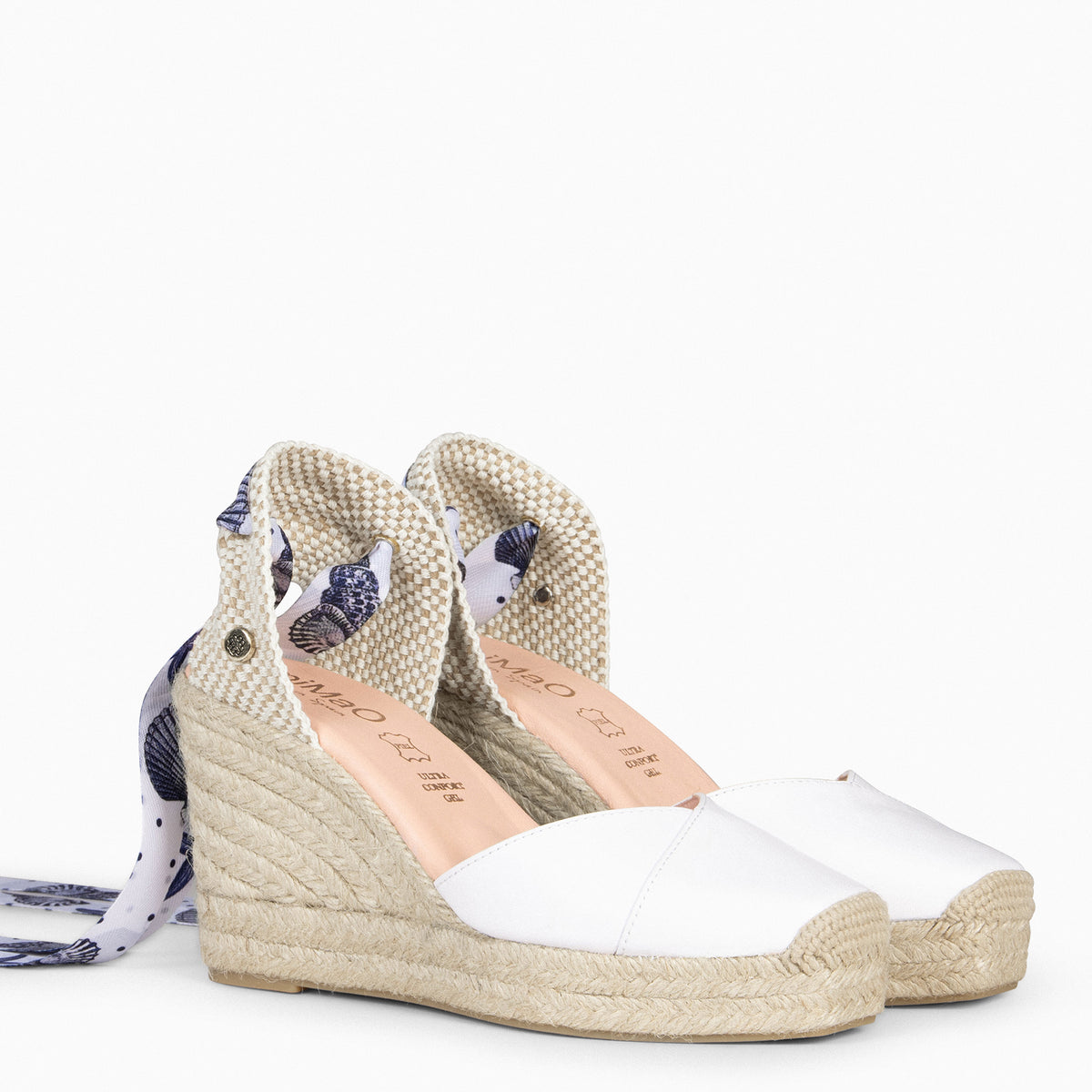 ARUBA – Espadrilles à talon BLANC avec laçage