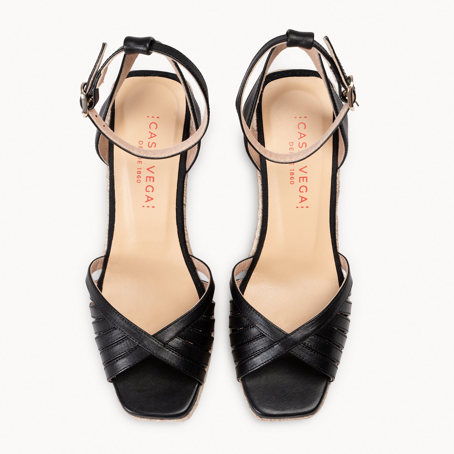 ISABEL - SANDALIAS NEGRAS DE TIRAS CRUZADAS CON CUÑA