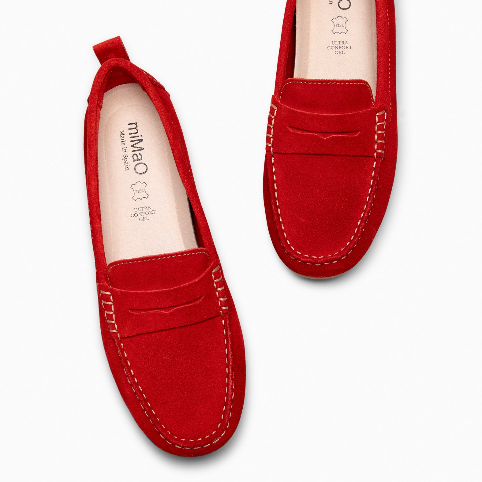 MONTEZ - RED FLAT MOCCASINS WITH REMOVABLE INSOLE