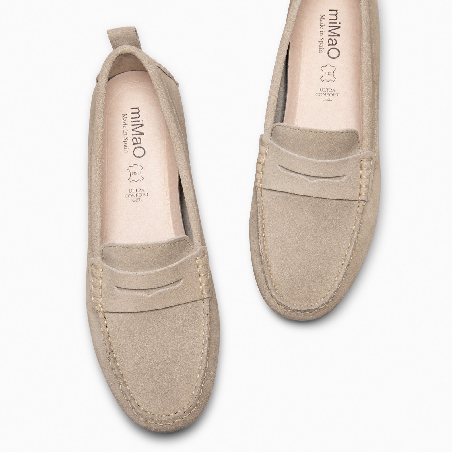 MONTEZ - BEIGE FLAT MOCCASINS WITH REMOVABLE INSOLE