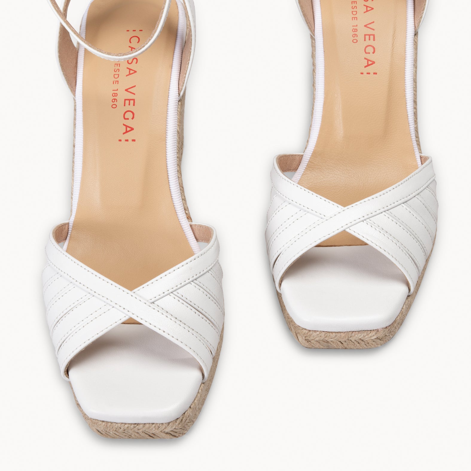 ISABEL - WHITE Wedge sandals with cross straps
