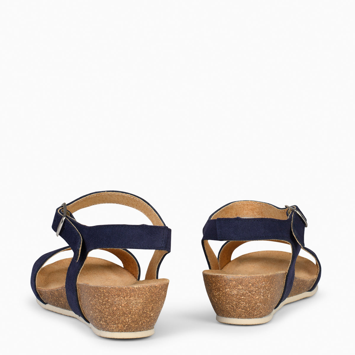 OAK – Sandalias Bio de serraje con cuña AZUL