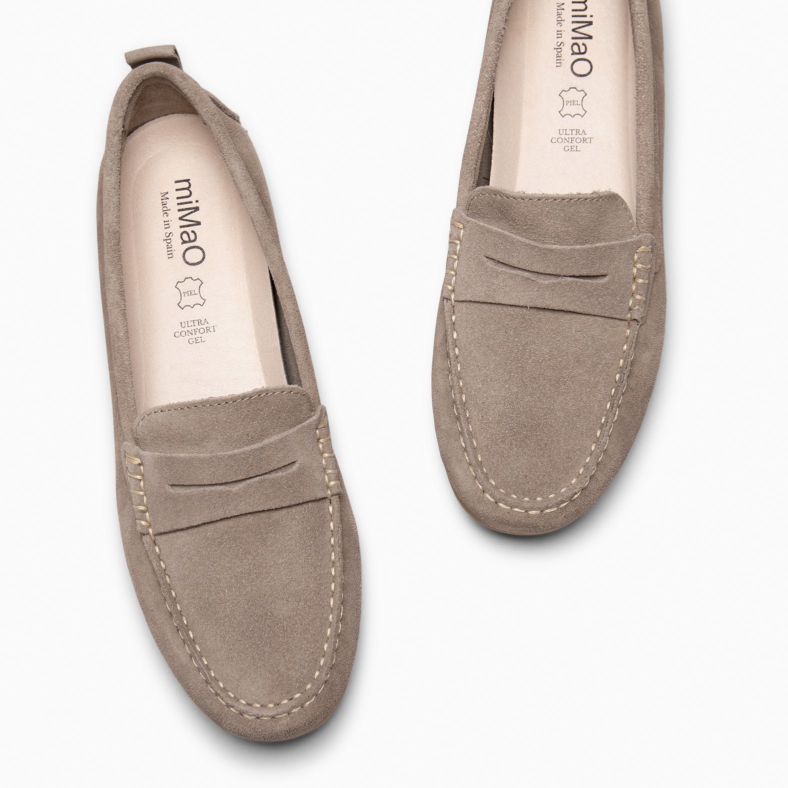 MONTEZ - GREY FLAT MOCCASINS WITH REMOVABLE INSOLE