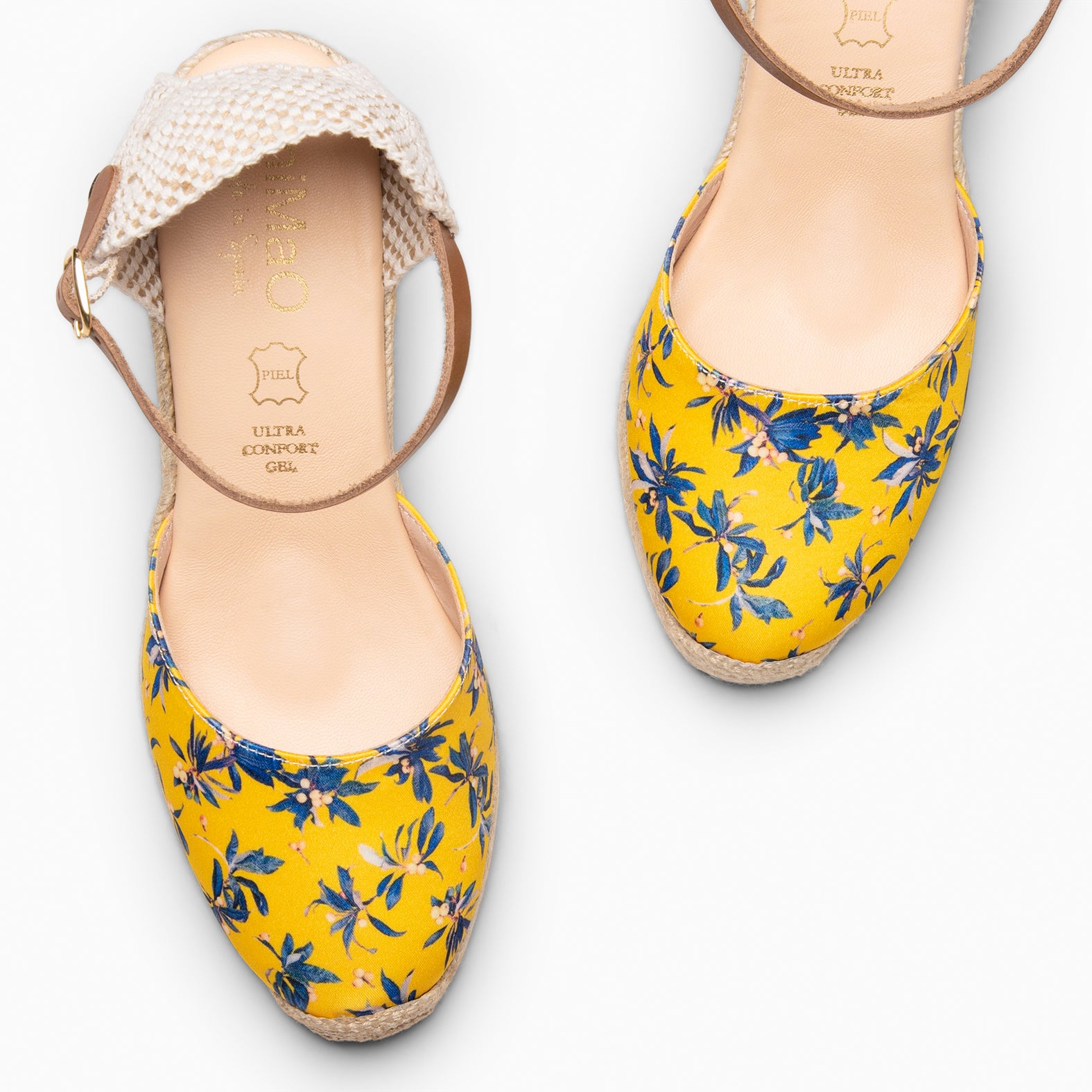 JAMAICA - Cuñas de esparto conn estampado de flores AMARILLO - miMaO ®