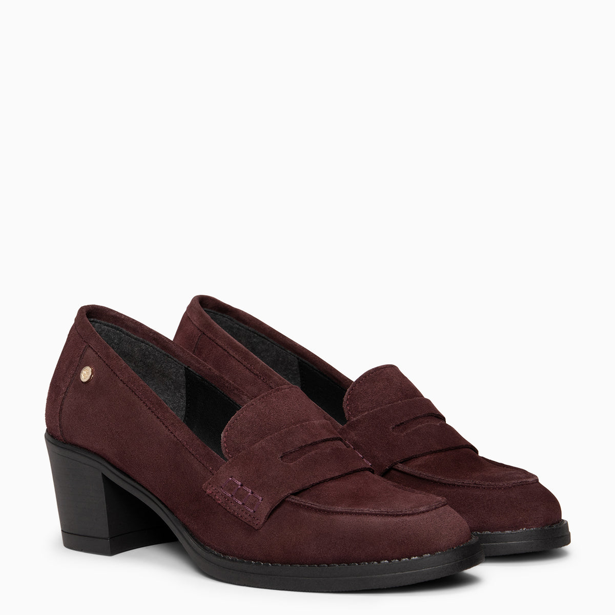 LATTÉ - BURGUNDY Mid Heel Moccasins