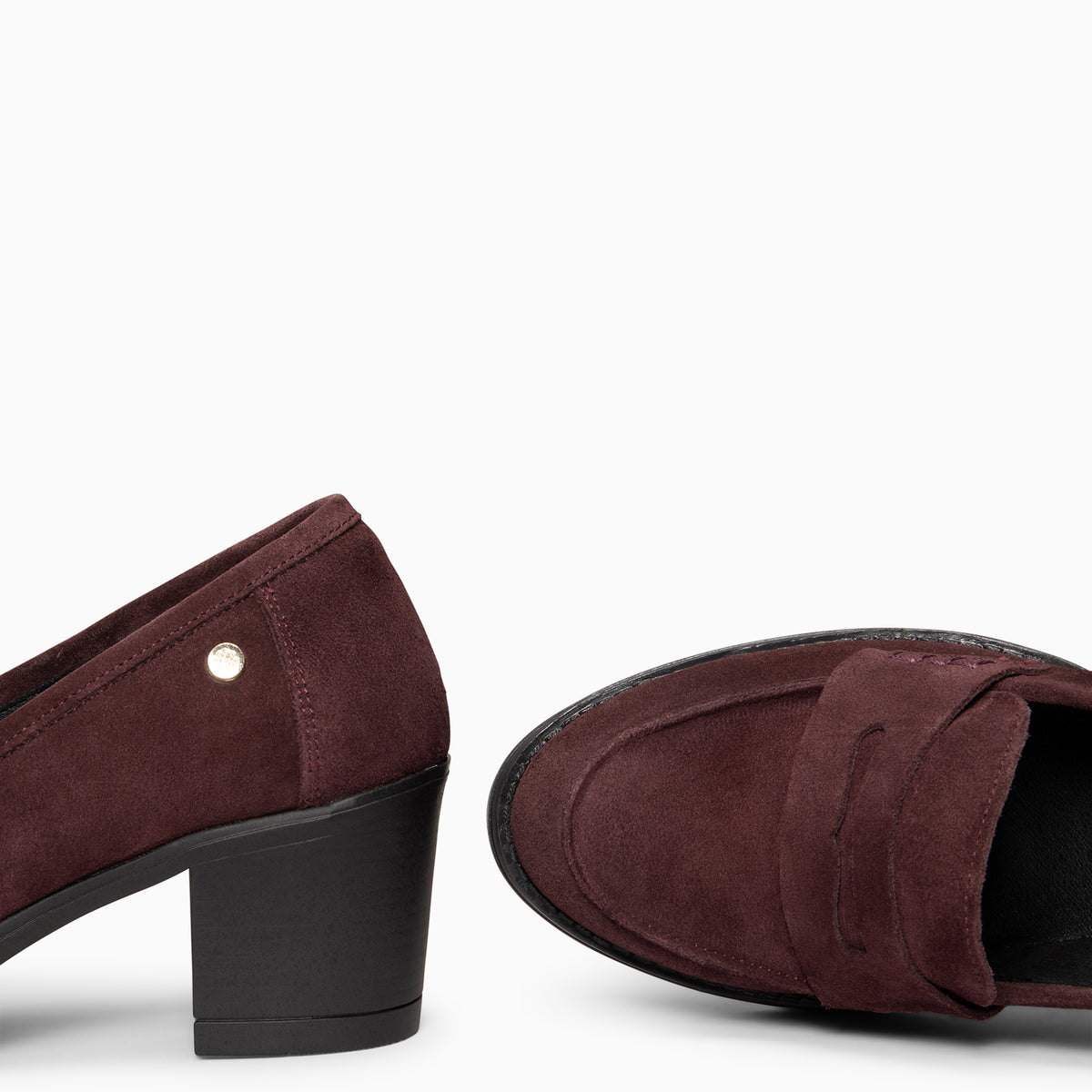 LATTÉ - BURGUNDY Mid Heel Moccasins