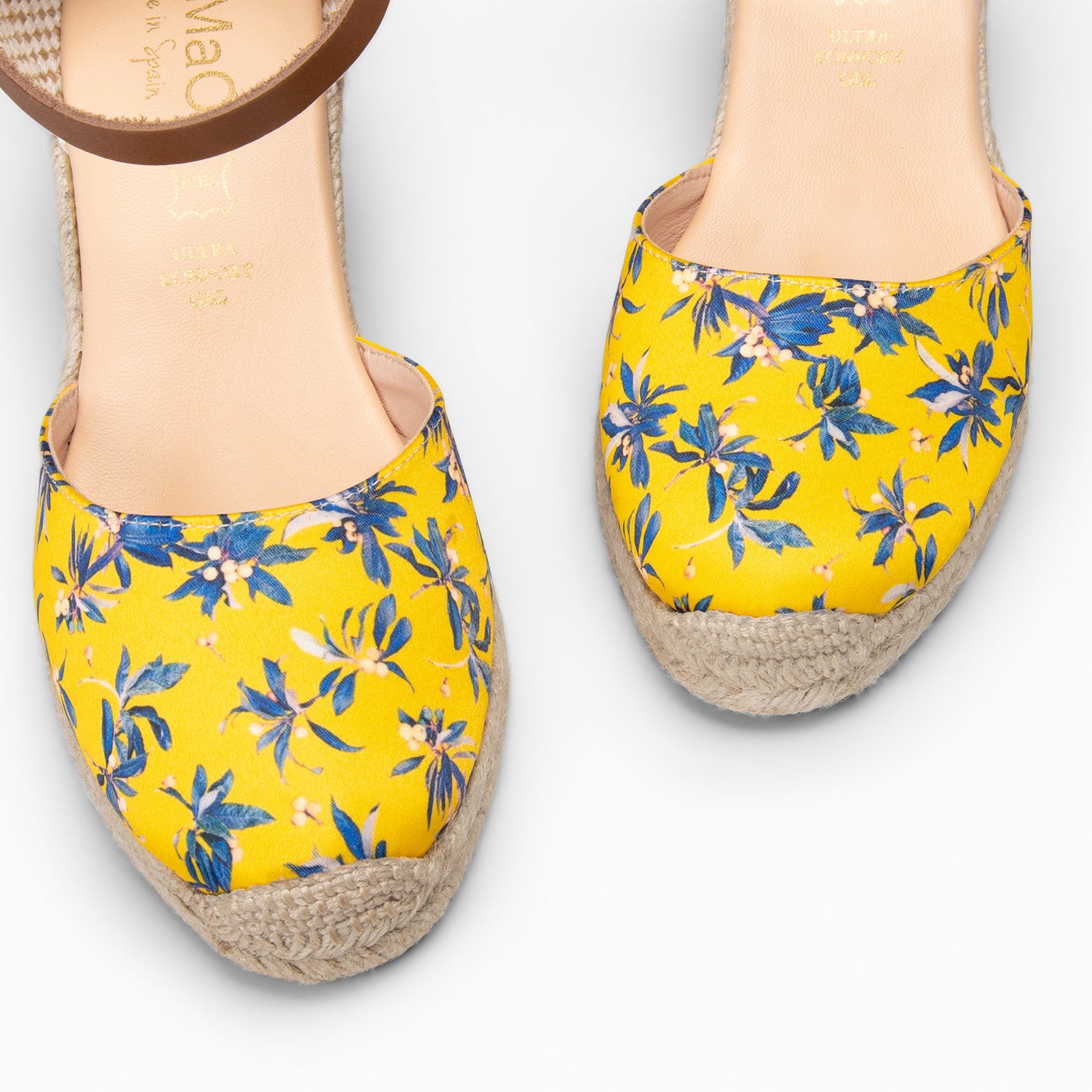JAMAICA - Cuñas de esparto conn estampado de flores AMARILLO - miMaO ®