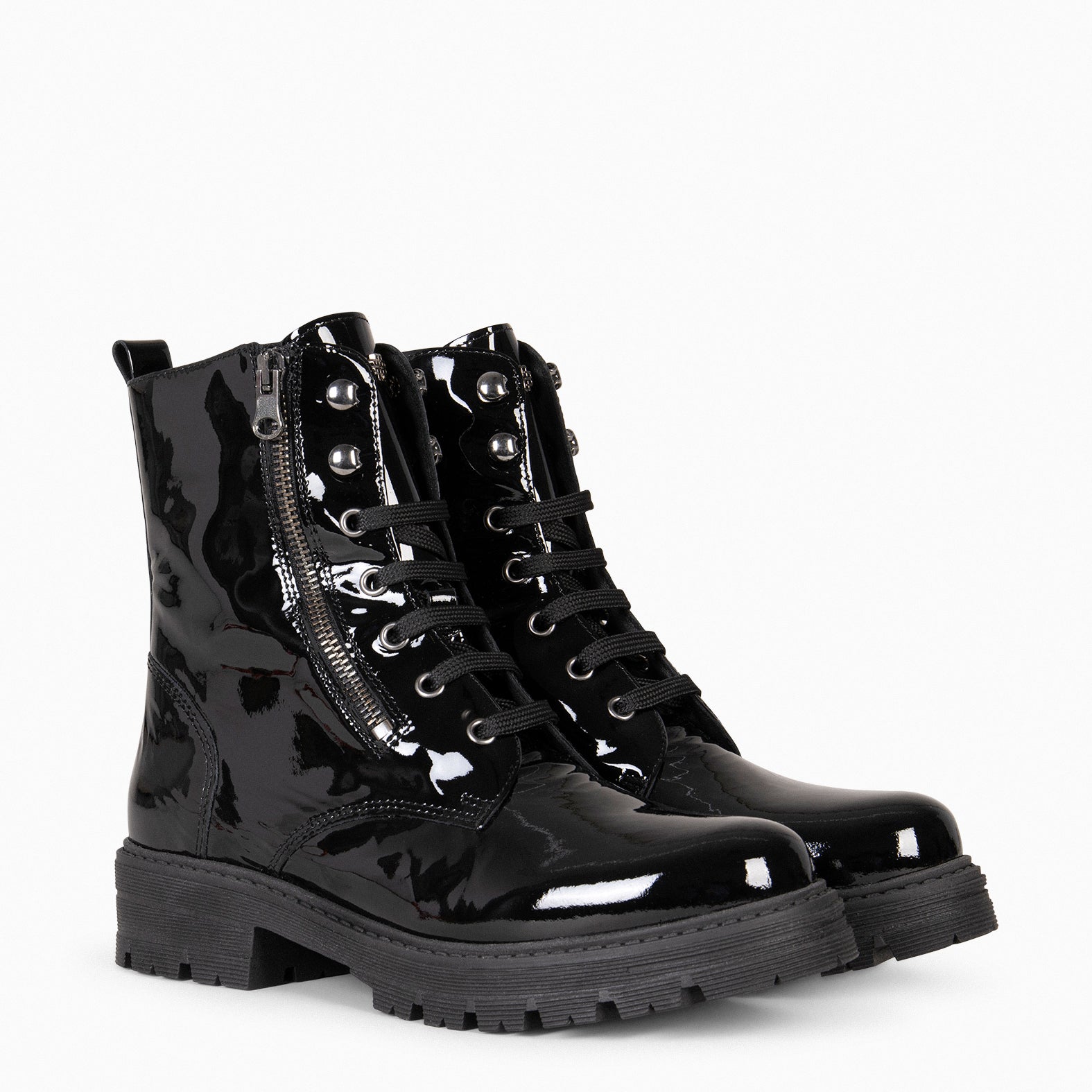 MILITAR – Botas militares de mujer NEGRO CHAROL