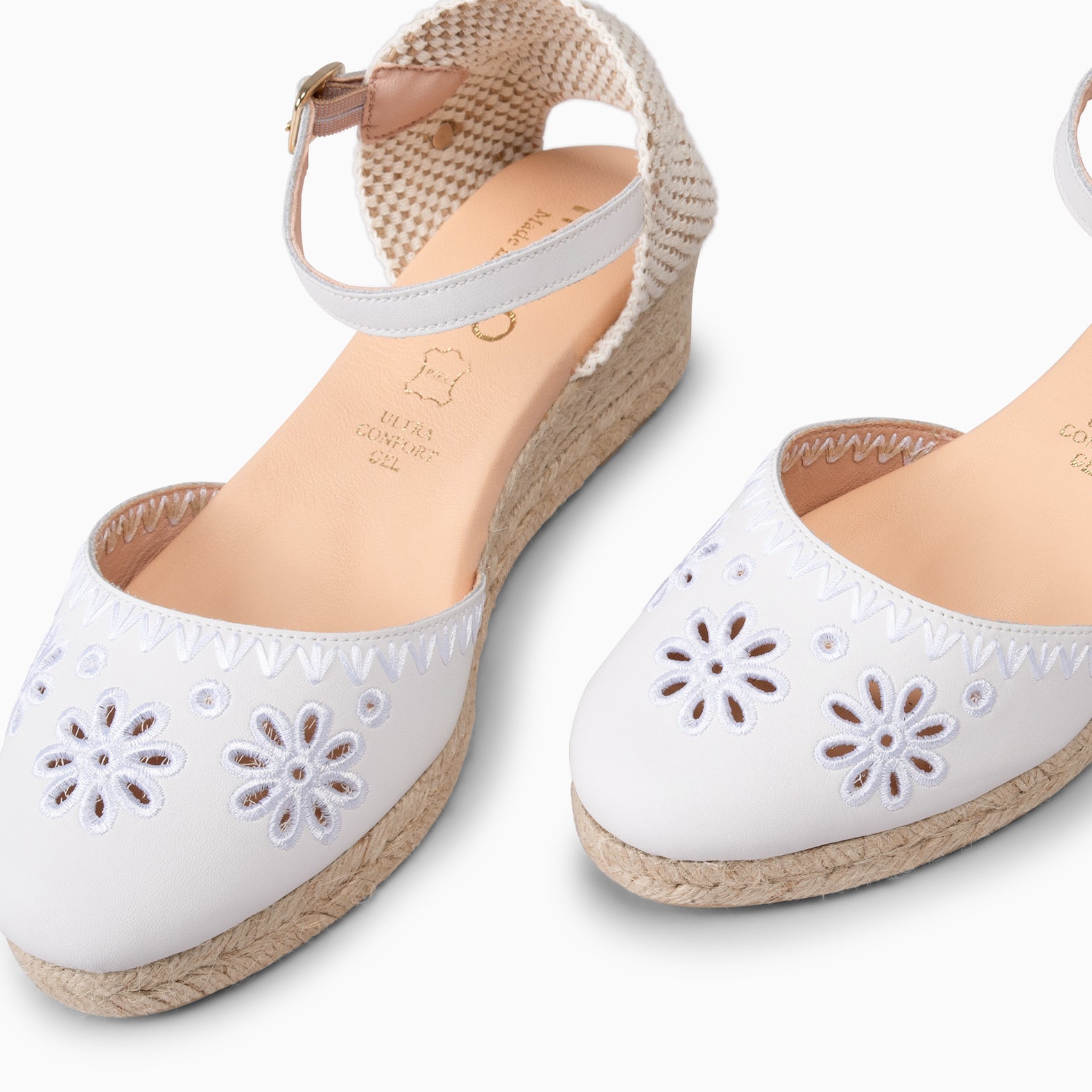CASARES XS – Espadrilles en cuir brodé BLANC
