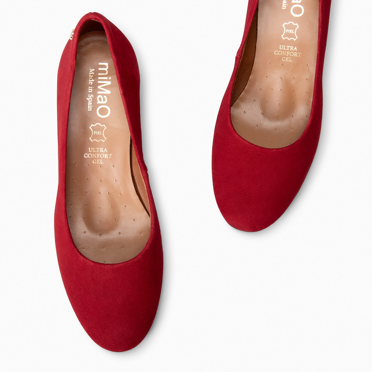 URBAN ROUND - BURGUNDY suede leather low heels
