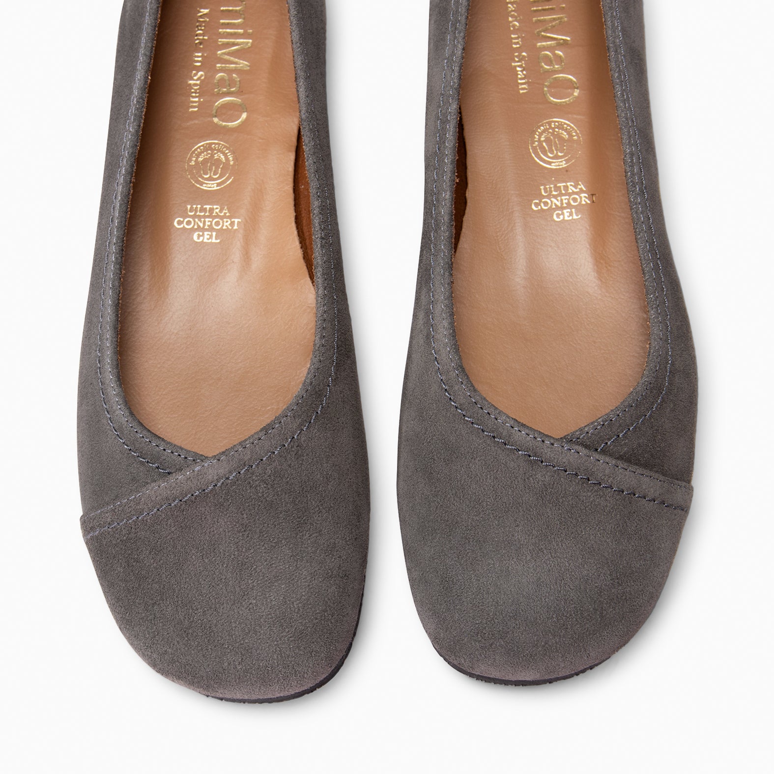 PLUMA - Bailarina baresoft de serraje en GRIS