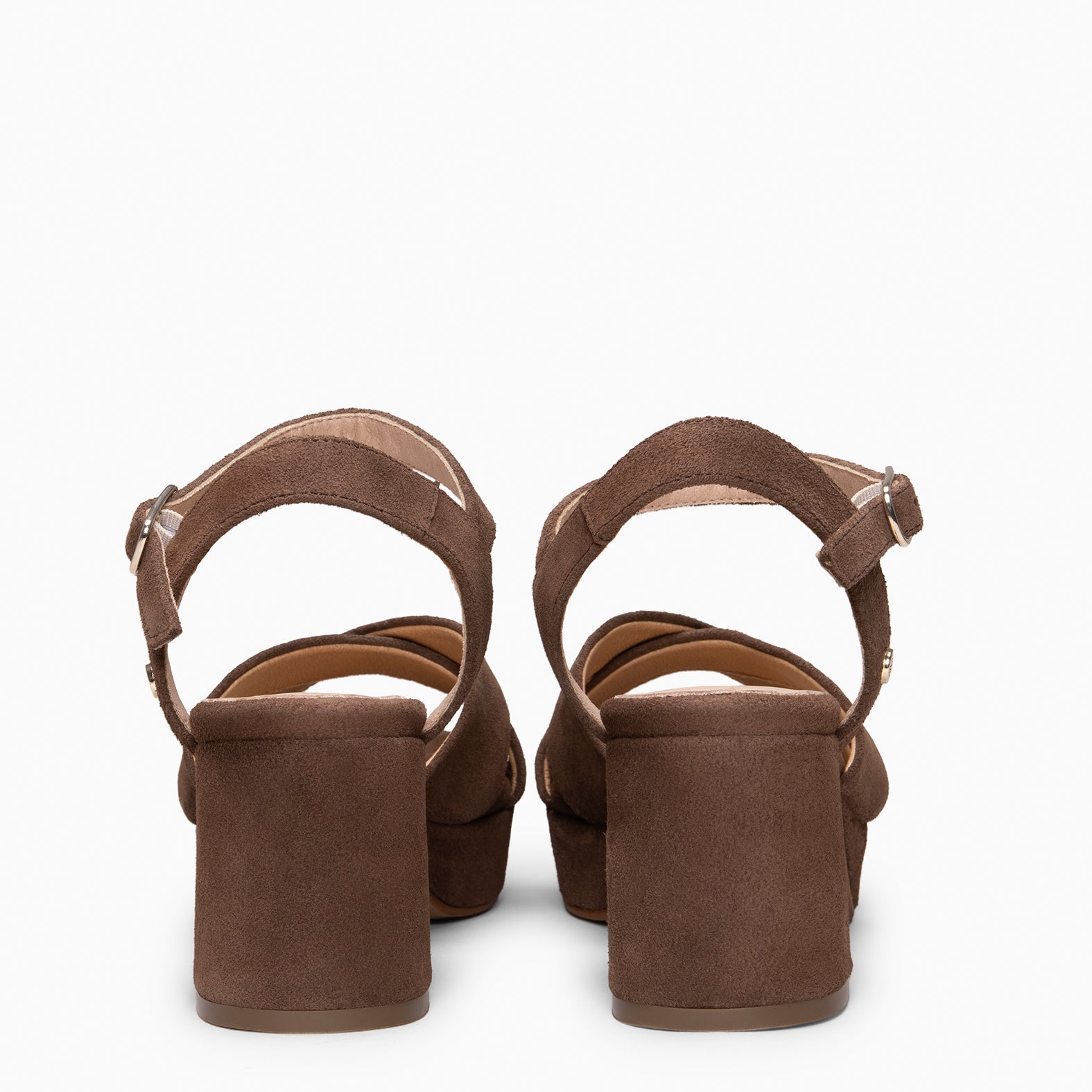CERDEÑA - BROWN Platform wide-heeled sandal