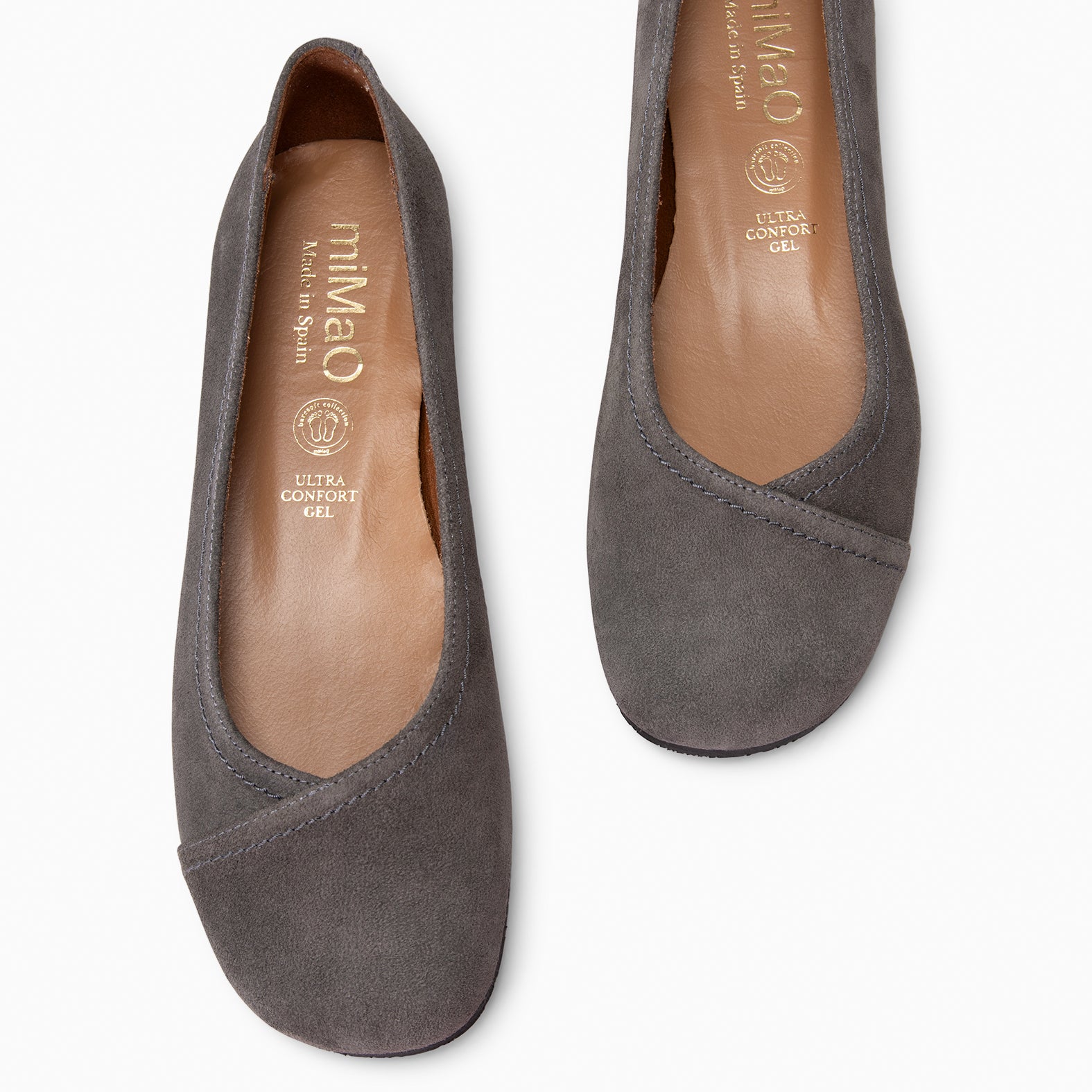 PLUMA - Bailarina baresoft de serraje en GRIS