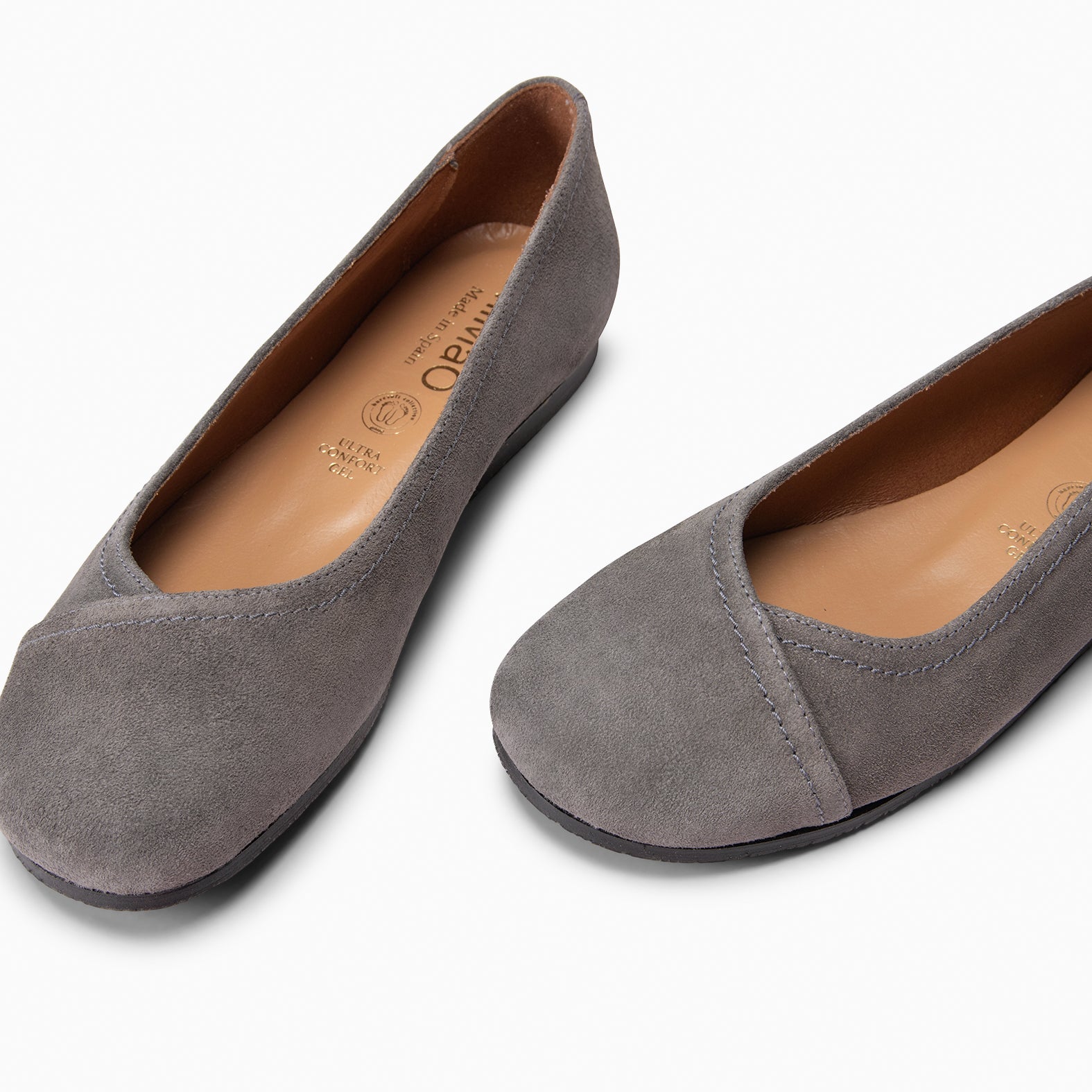 PLUMA - Bailarina baresoft de serraje en GRIS