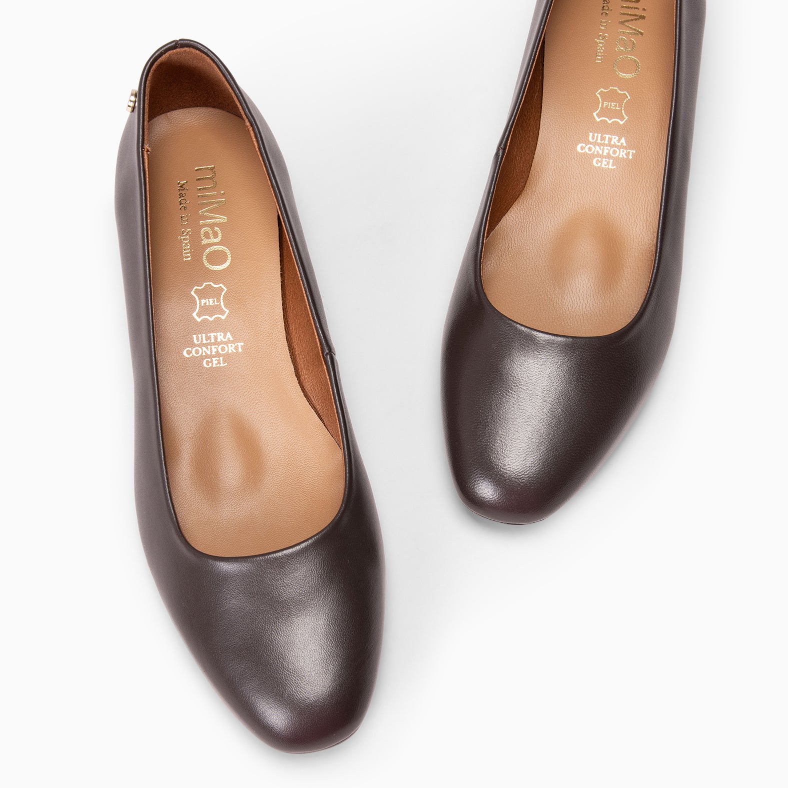 URBAN XS - Escarpins à petit talon en cuir MARRON