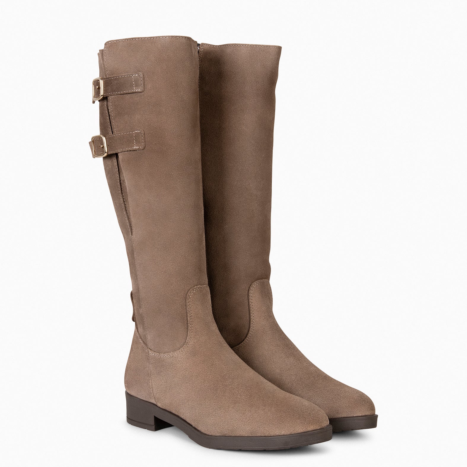 Beige Botas Altas Serraje Mujer CORK Bota Alta Para Mujer TAUPE