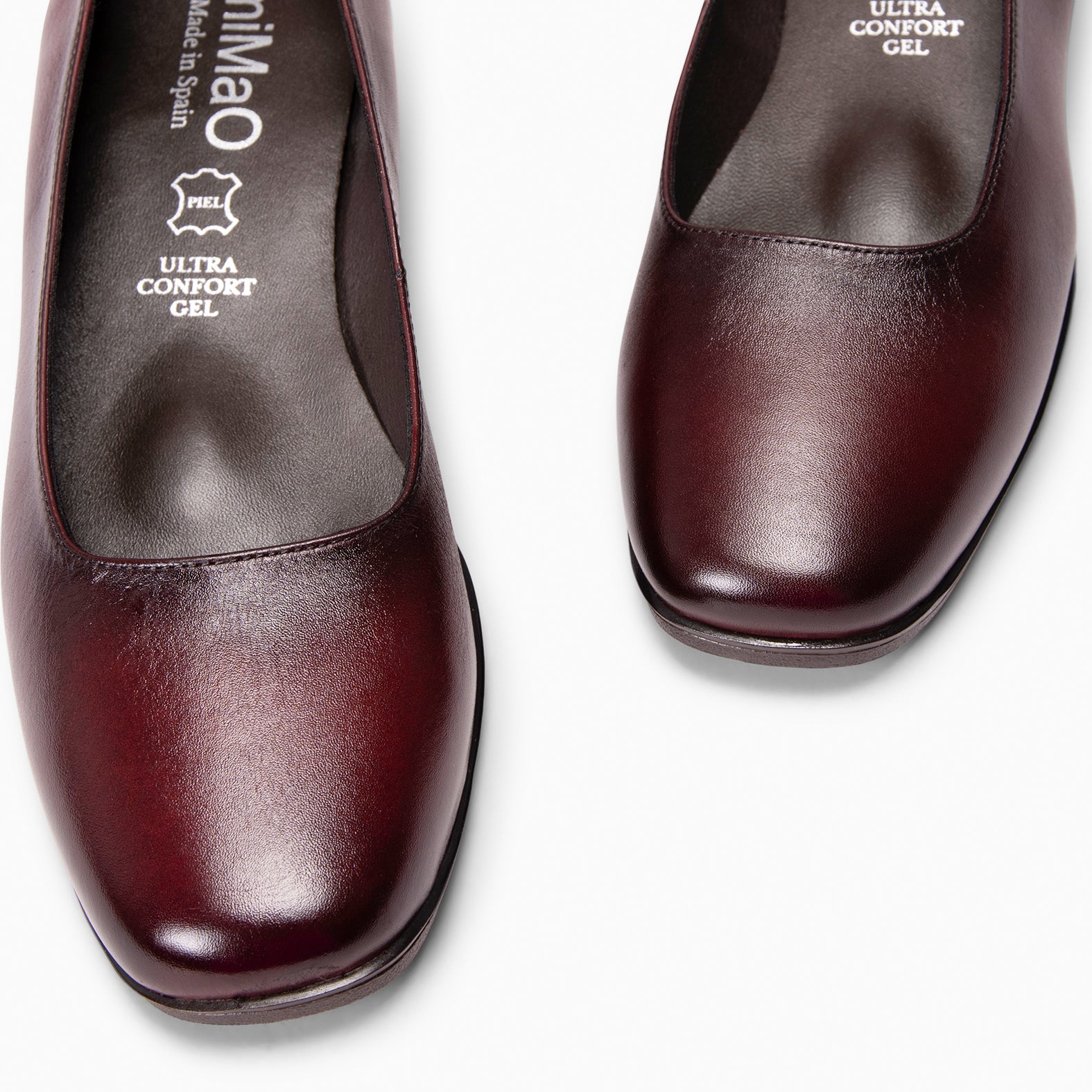 URBAN WIN - Chaussures à petit talon et bout carré en cuir BORDEAUX