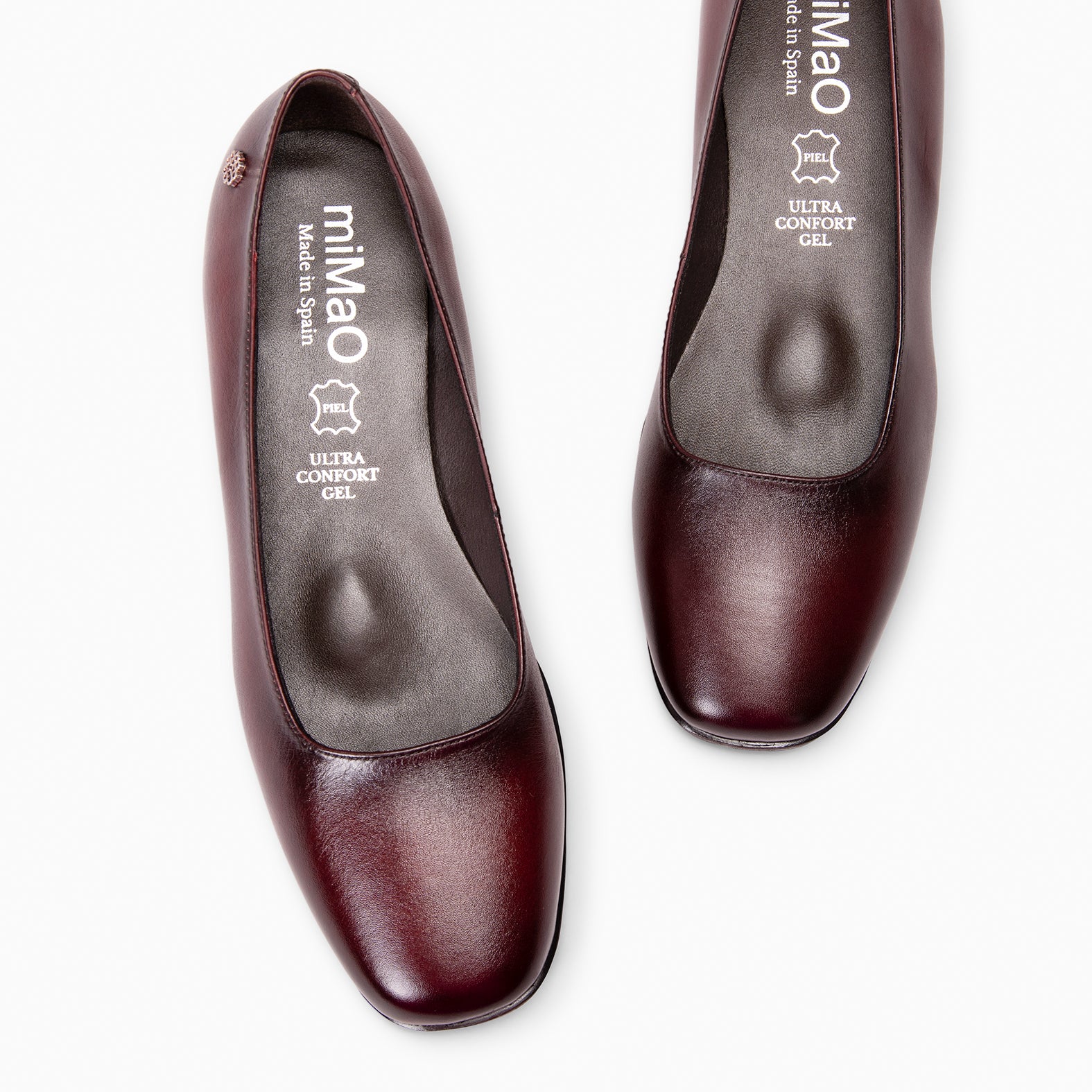 URBAN WIN - Chaussures à petit talon et bout carré en cuir BORDEAUX