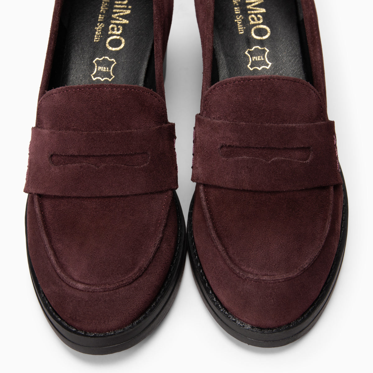 LATTÉ - BURGUNDY Mid Heel Moccasins