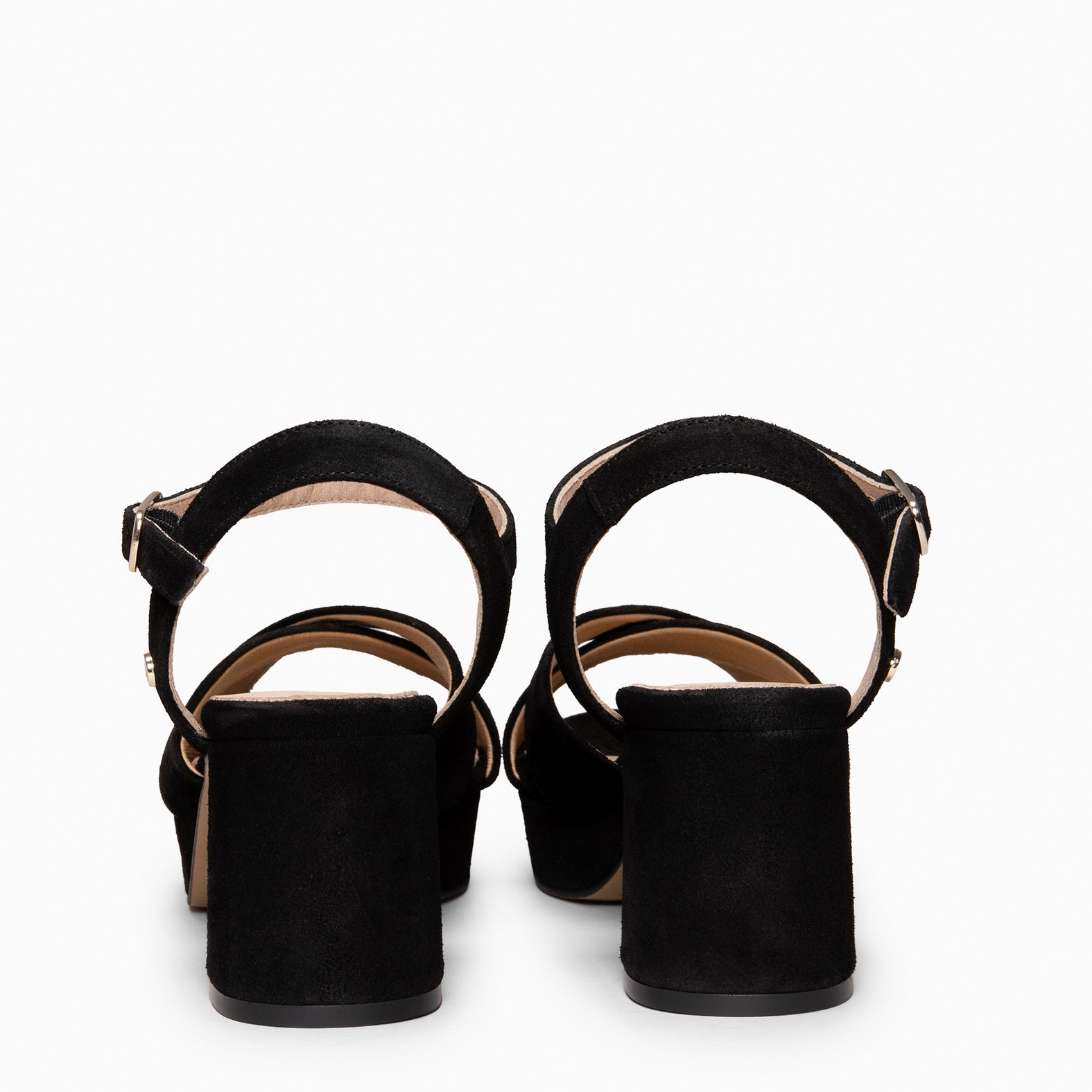 CERDEÑA - Sandalias de tacón ancho y plataforma NEGRO