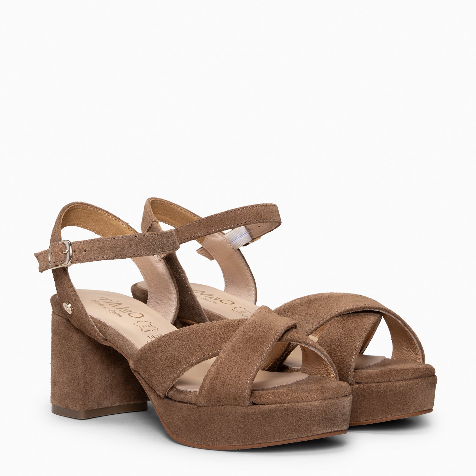 CERDEÑA - Sandalias de tacón ancho y plataforma TAUPE