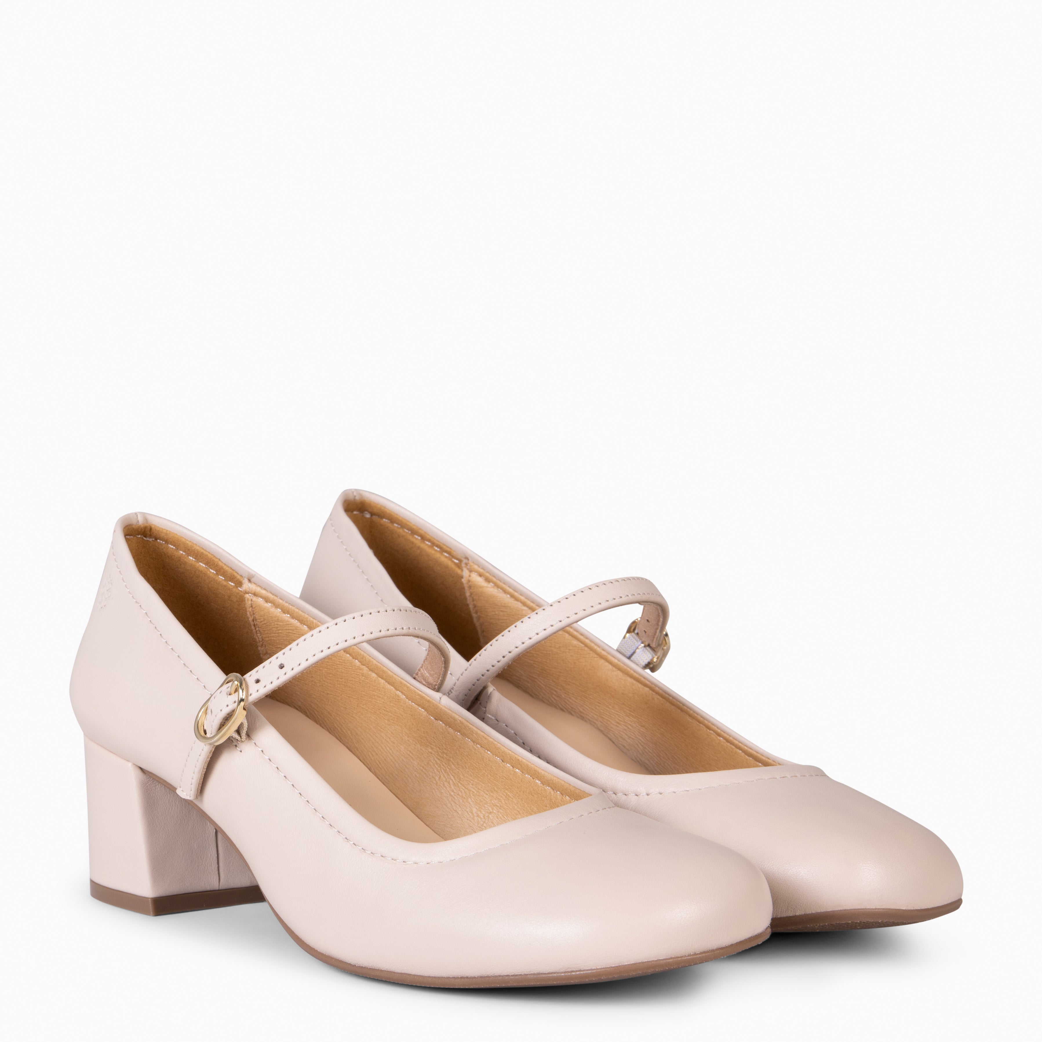 ROSALÍA - MERCEDITAS DE TACÓN ESTILO BARESOFT BEIGE - miMaO ®