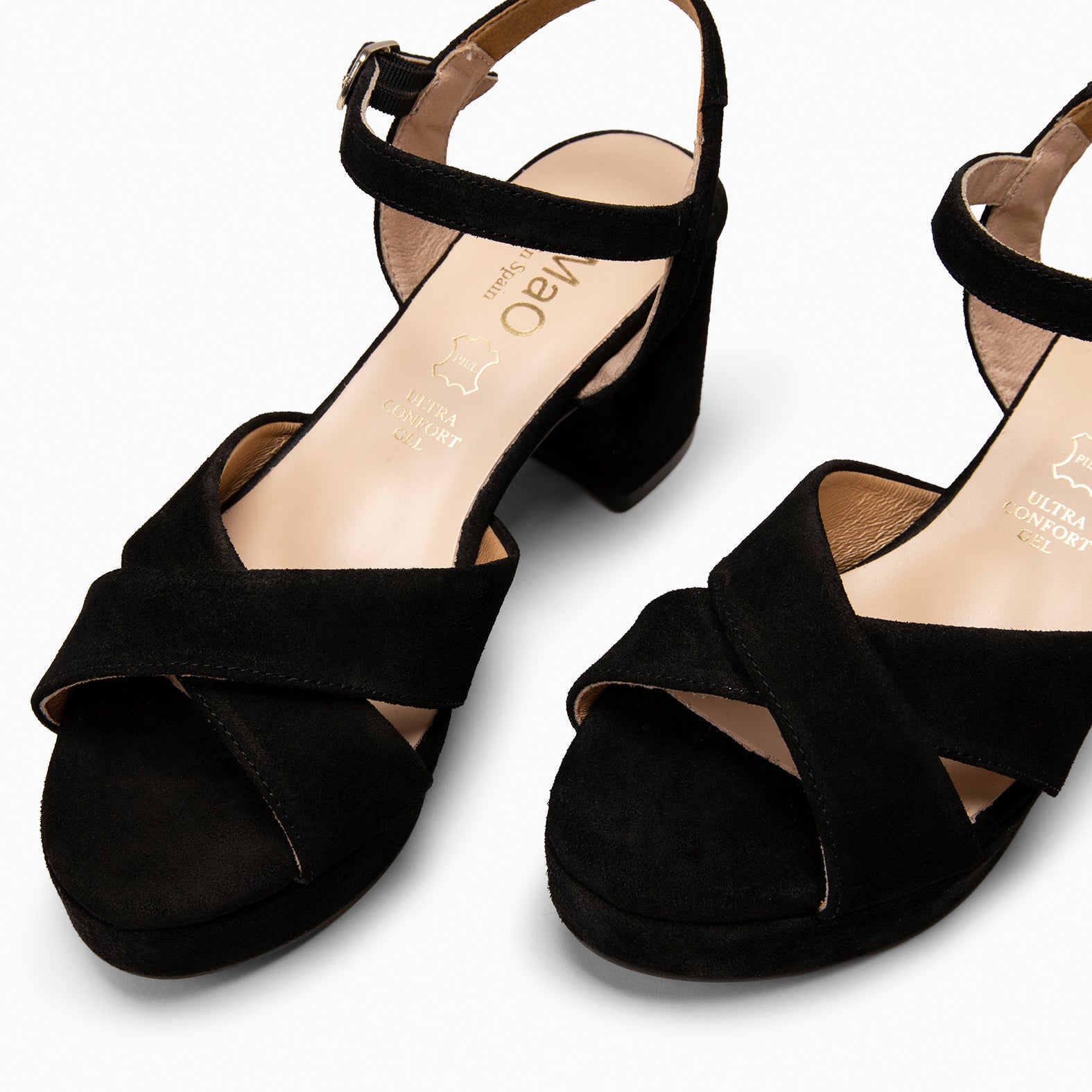 CERDEÑA - Sandalias de tacón ancho y plataforma NEGRO