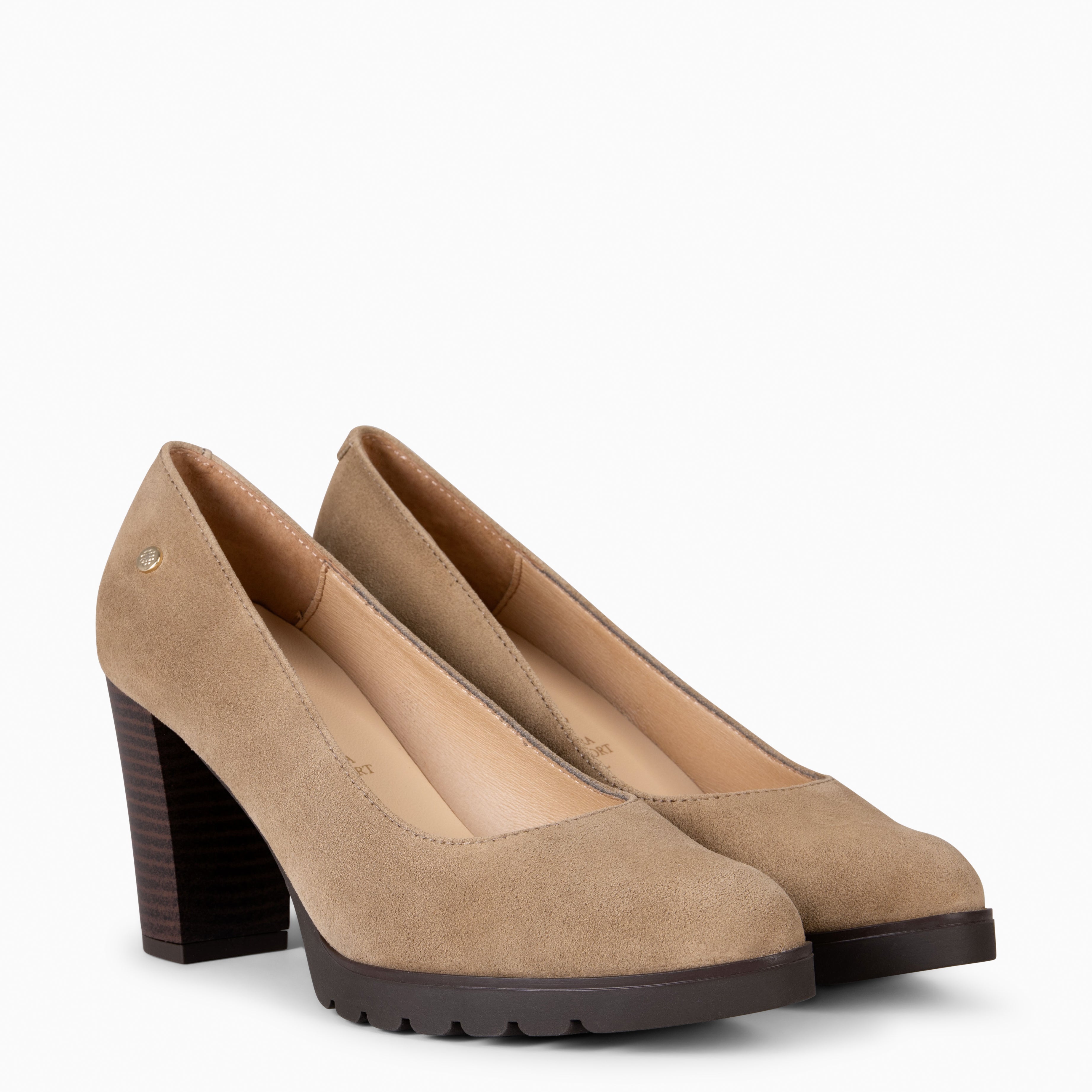 URBAN TREND - Escarpins à talon et plateforme TAUPE