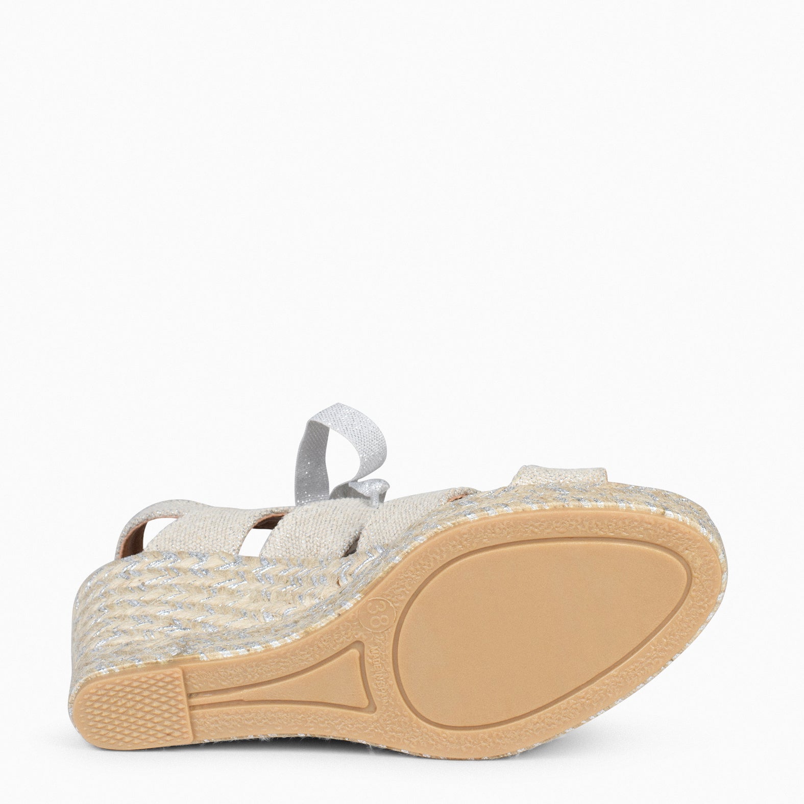 ROMANA – Cuñas altas de hilo de lurex PLATA