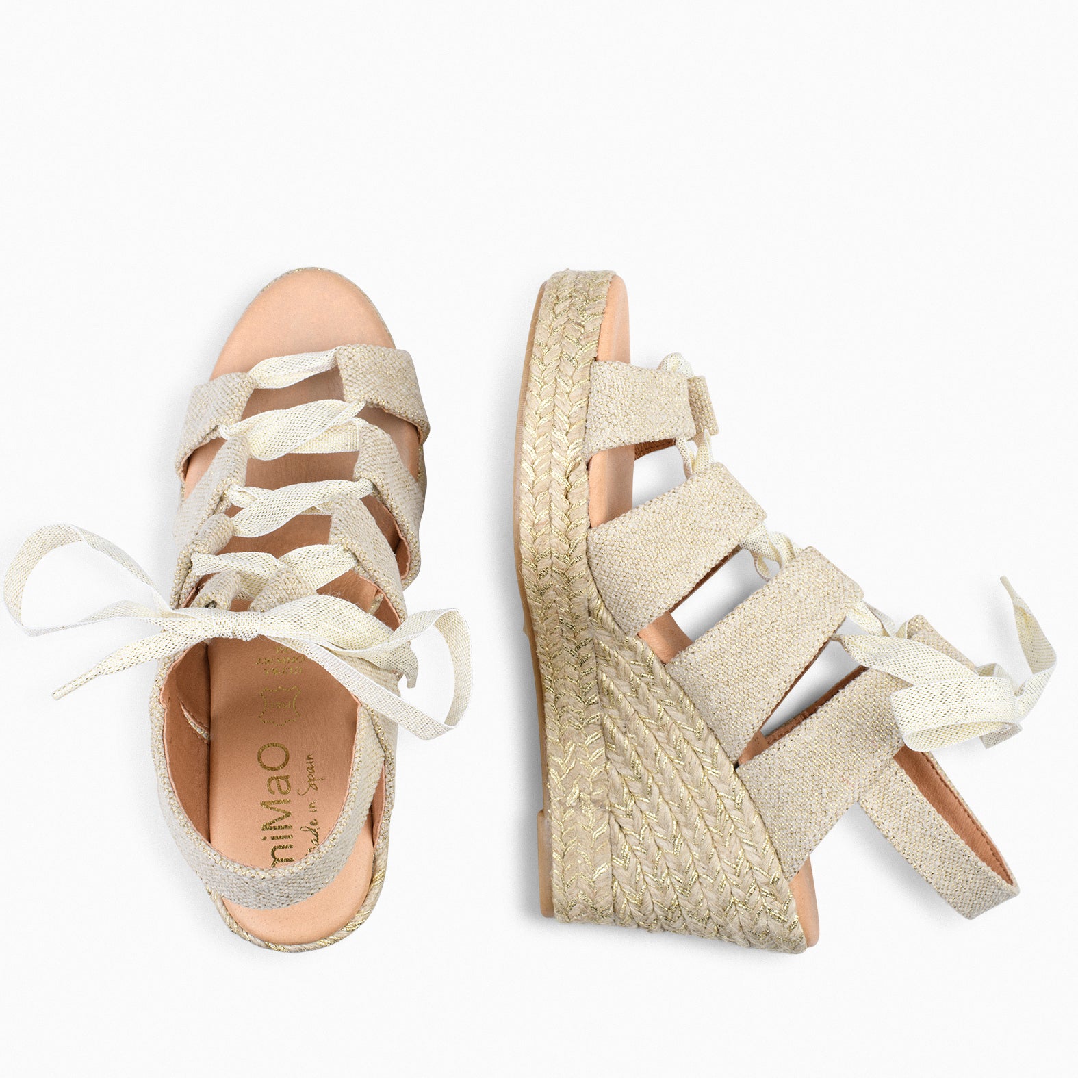 ROMANA – Cuñas altas de hilo de lurex ORO