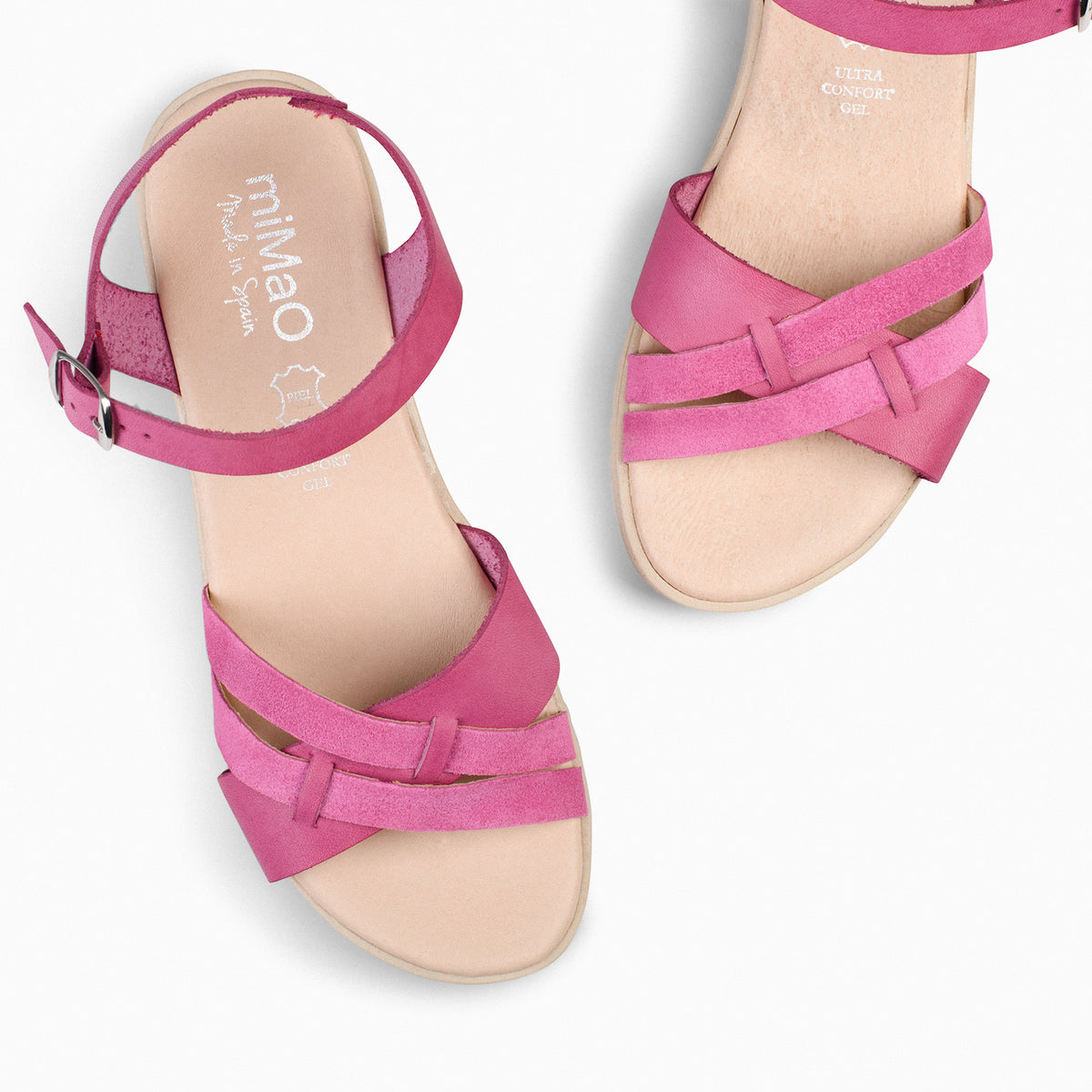FRESH – Sandales en cuir FUCHSIA