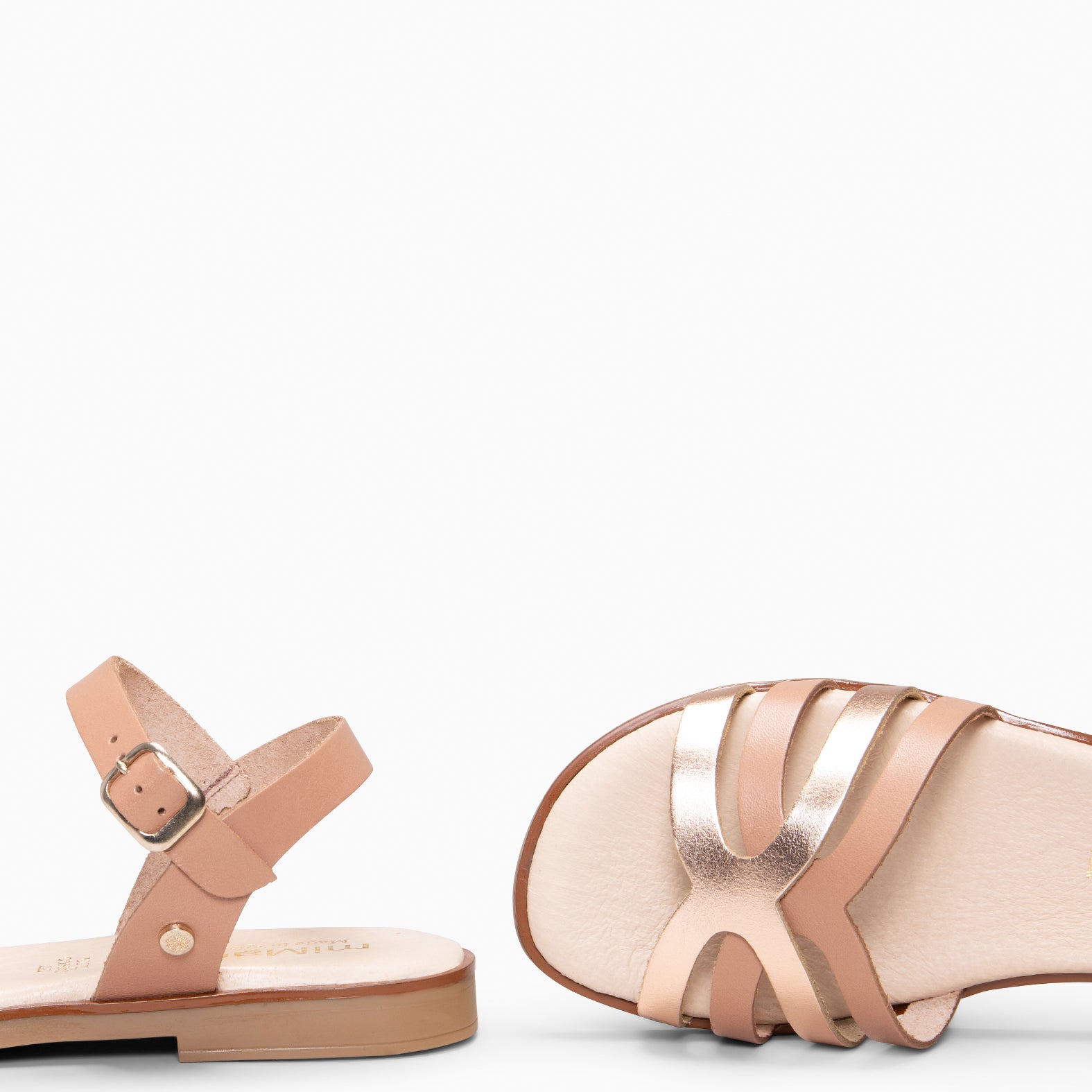 BELISA - Sandales Plates en cuir OR ROSE