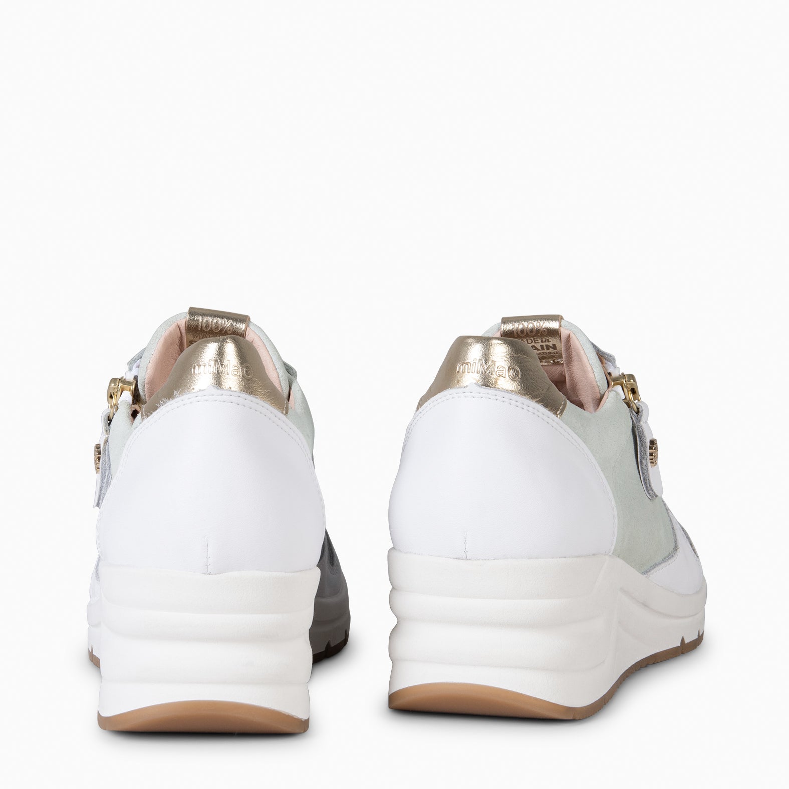 ARLES – Baskets à talon compensé en daim et cuir BLANC