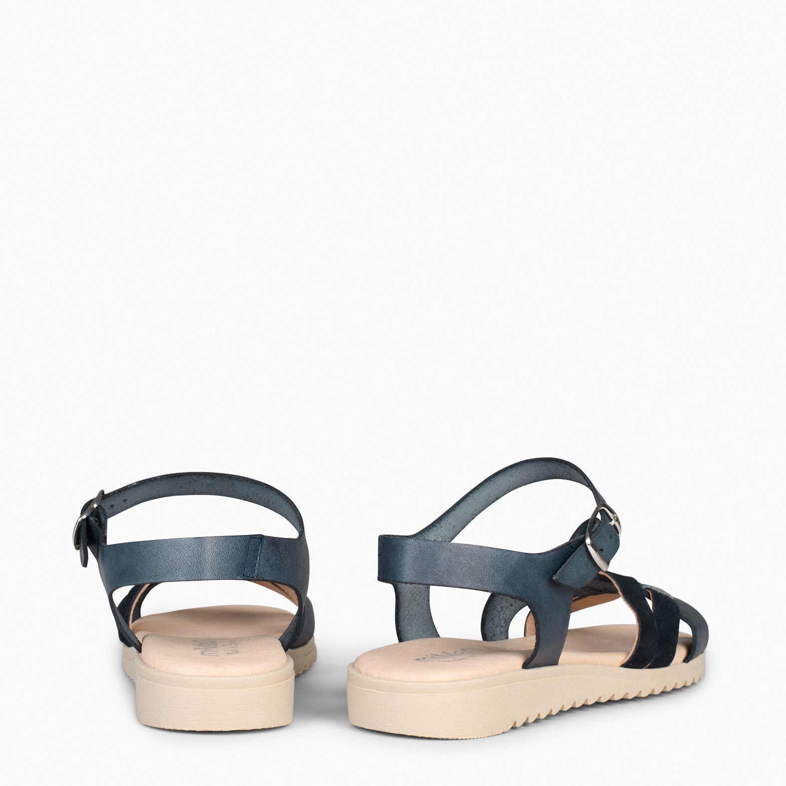 FRESH – NAVY low wedge leather sandals