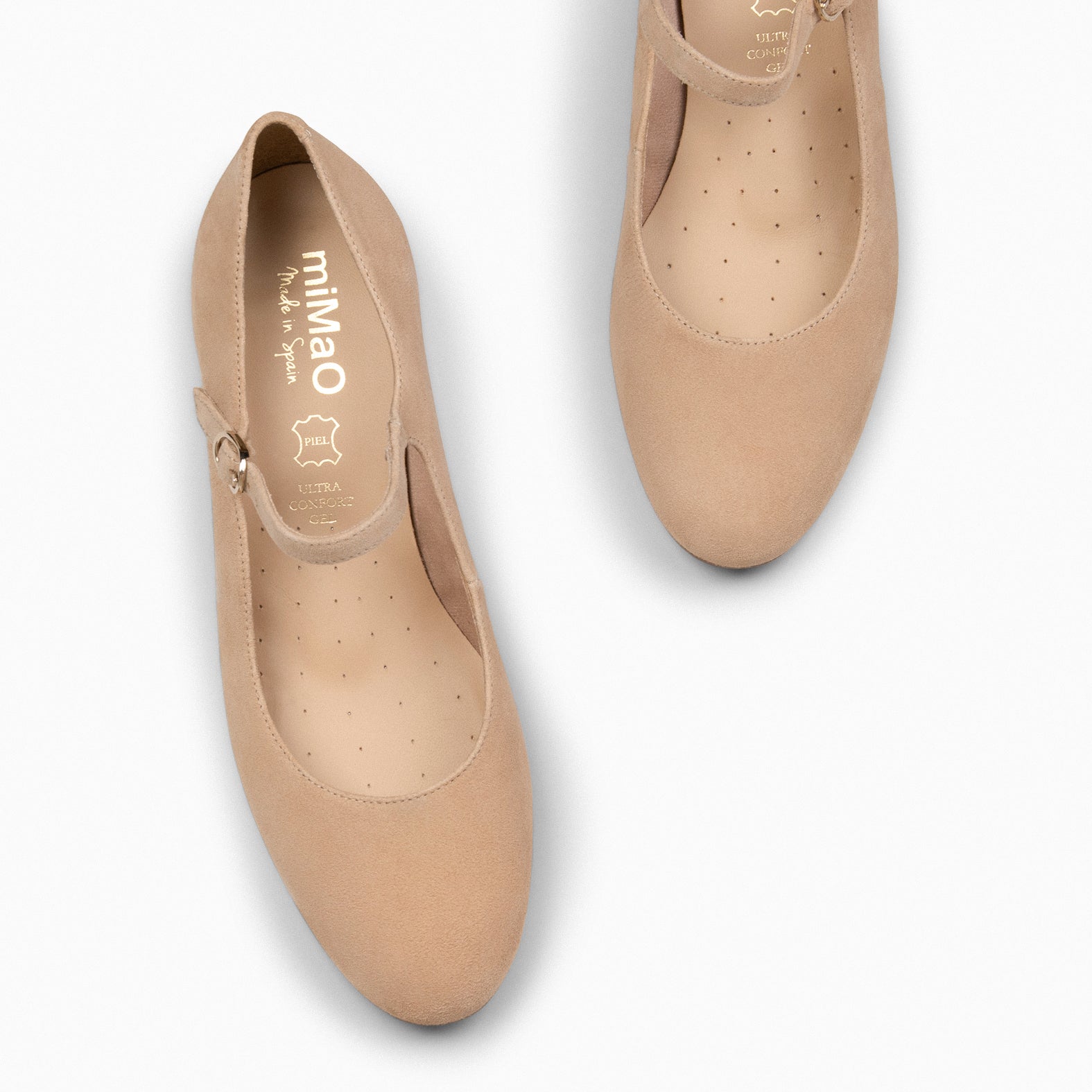 NORA - Merceditas con tacón bajo CAMEL - miMaO ®