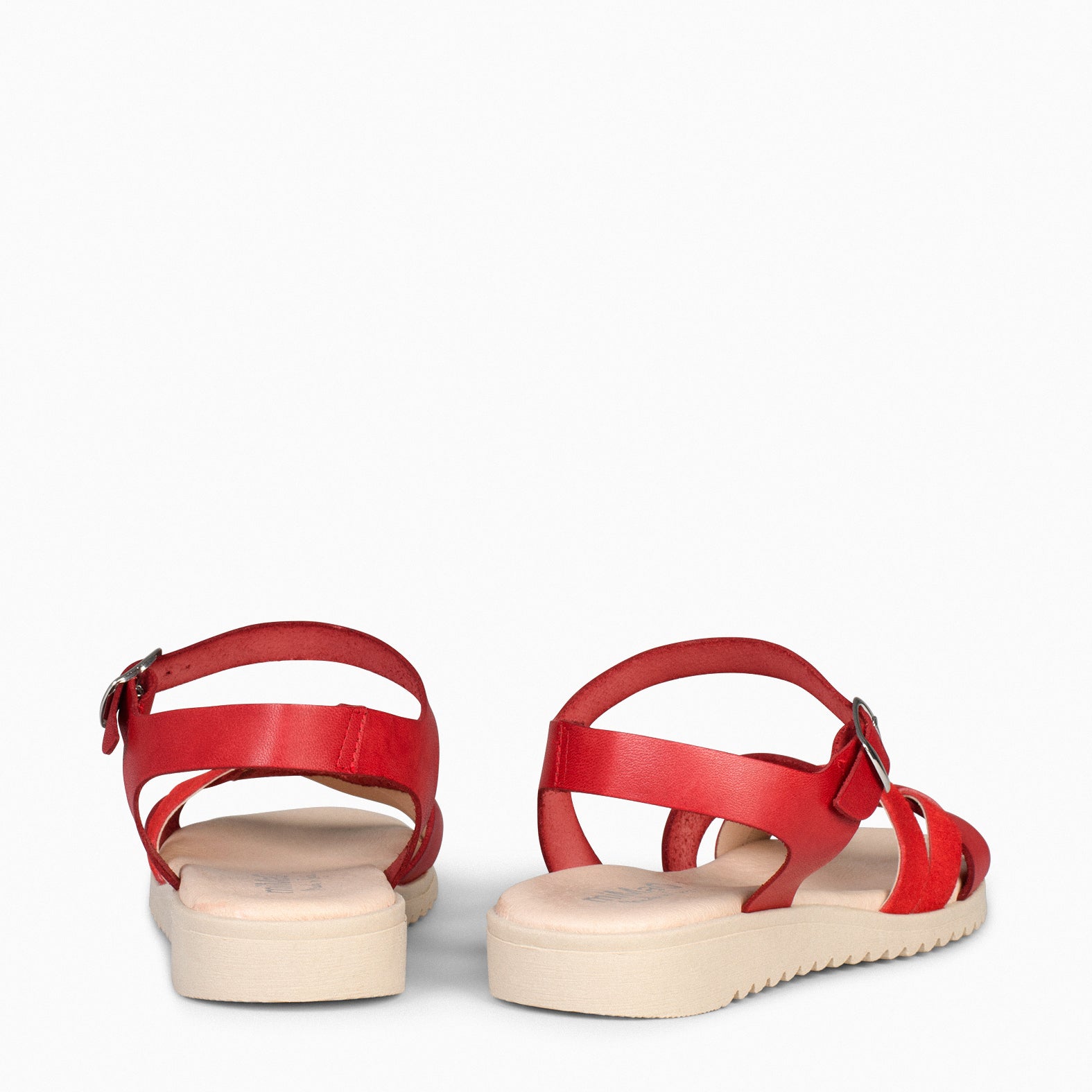 FRESH – RED low wedge leather sandals