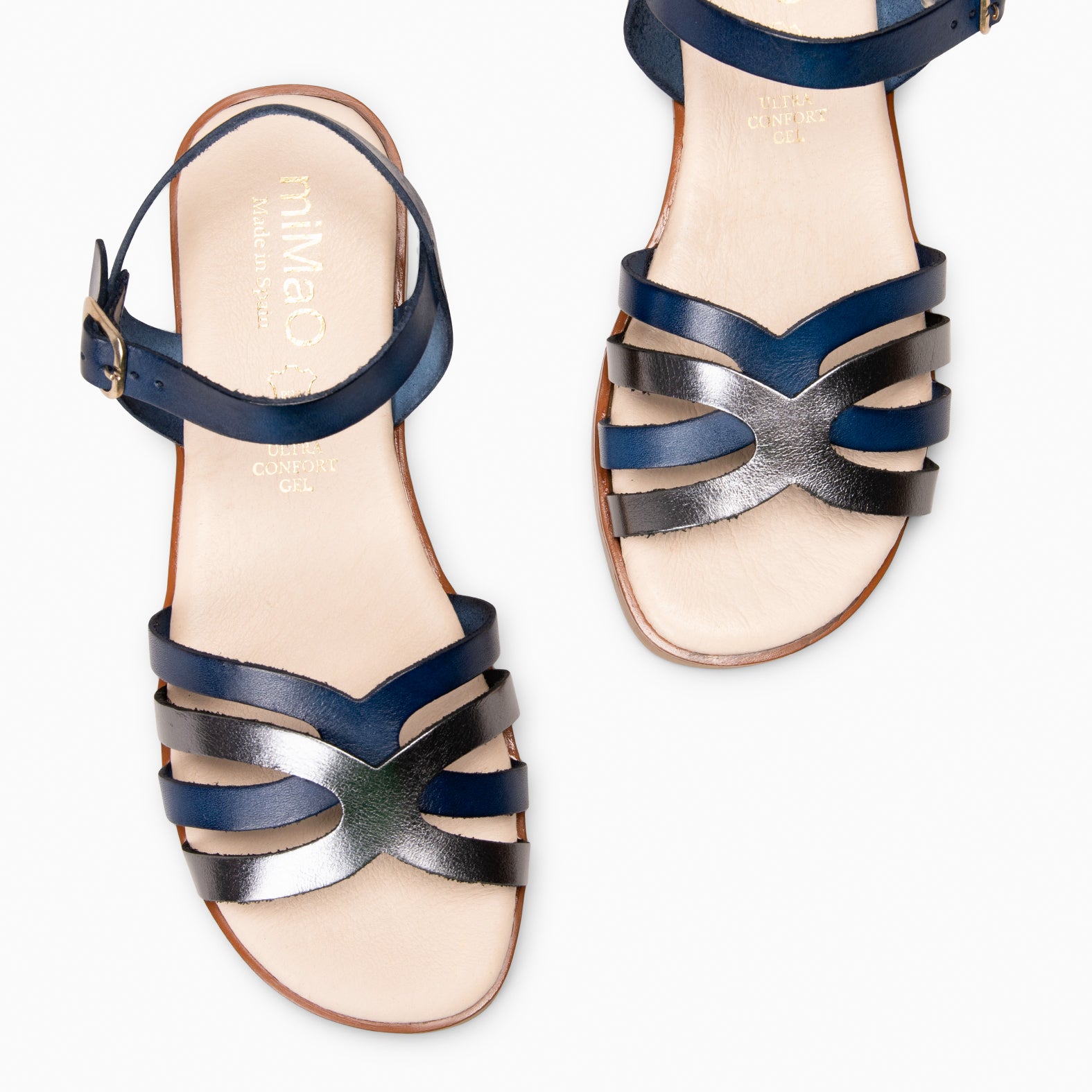 BELINDA - navy flat sandal leather