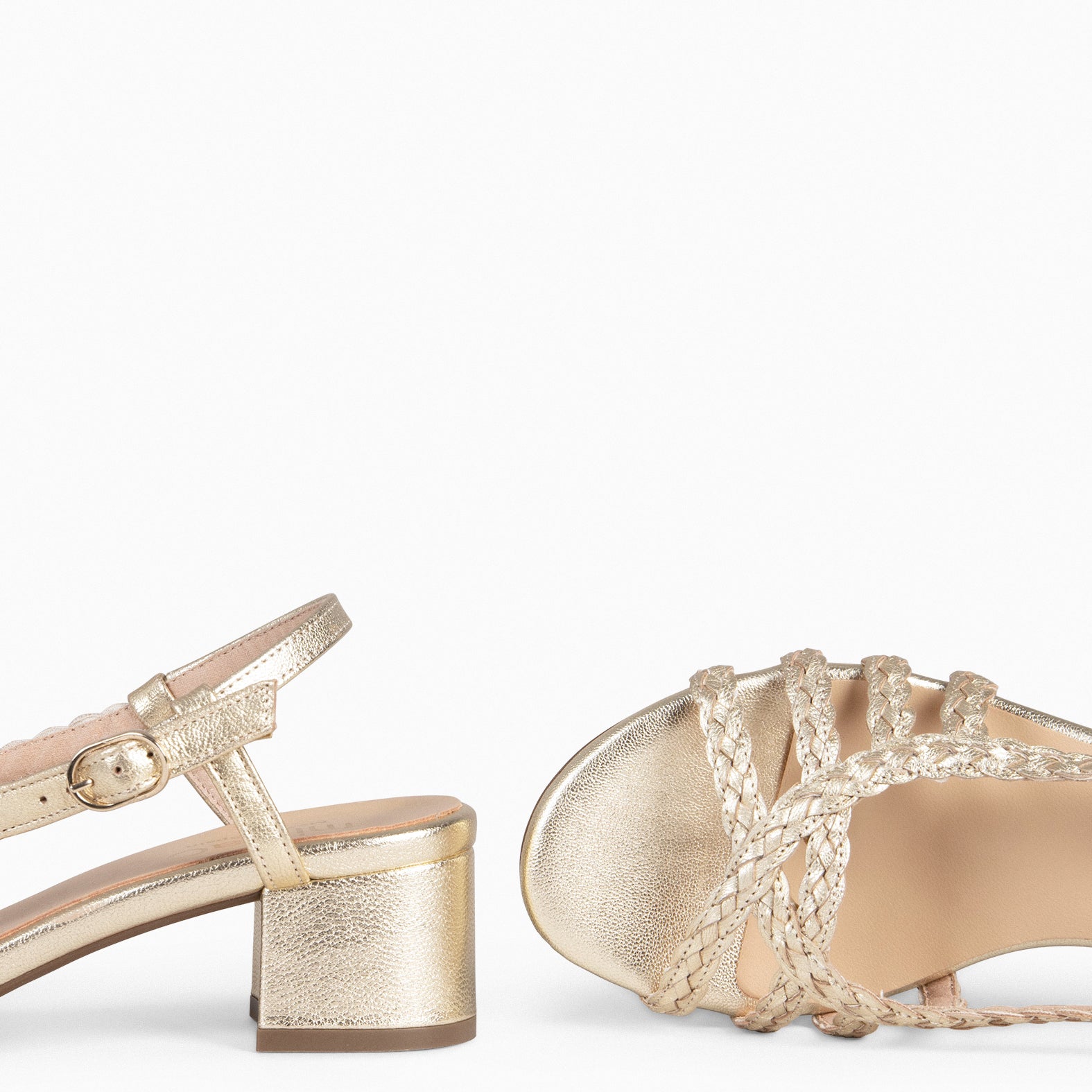 LINA - Sandalias de tacón ancho PLATINO - miMaO ®